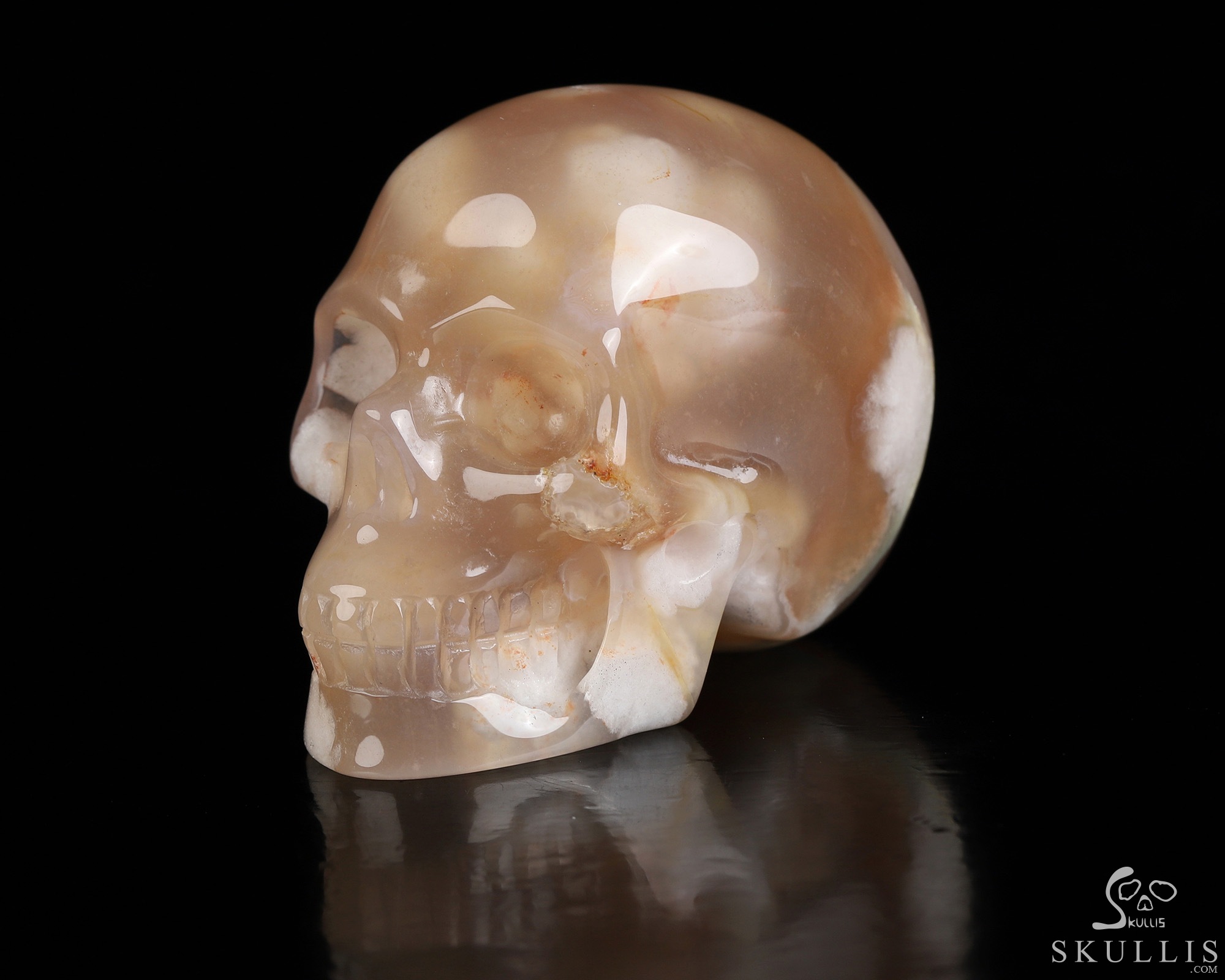 Gemstone 2.0" Sakura Agate Hand Carved Crystal Skull, Realistic, Crystal Healing Gemstone 2.0" Sakura Agate Hand Carved Crystal Skull, Realistic, Crystal Healing