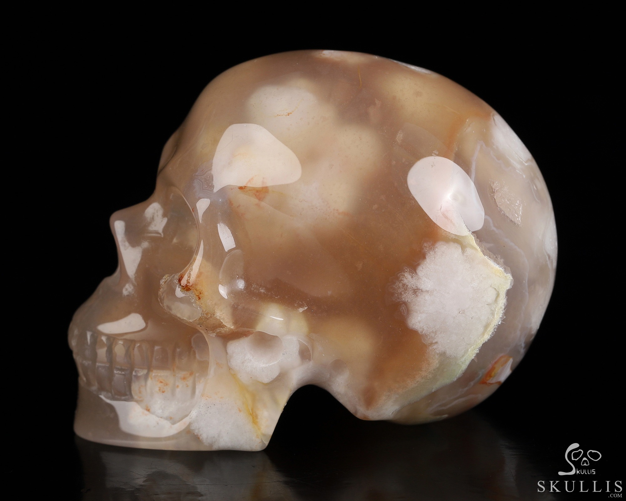 Gemstone 2.0" Sakura Agate Hand Carved Crystal Skull, Realistic, Crystal Healing Gemstone 2.0" Sakura Agate Hand Carved Crystal Skull, Realistic, Crystal Healing