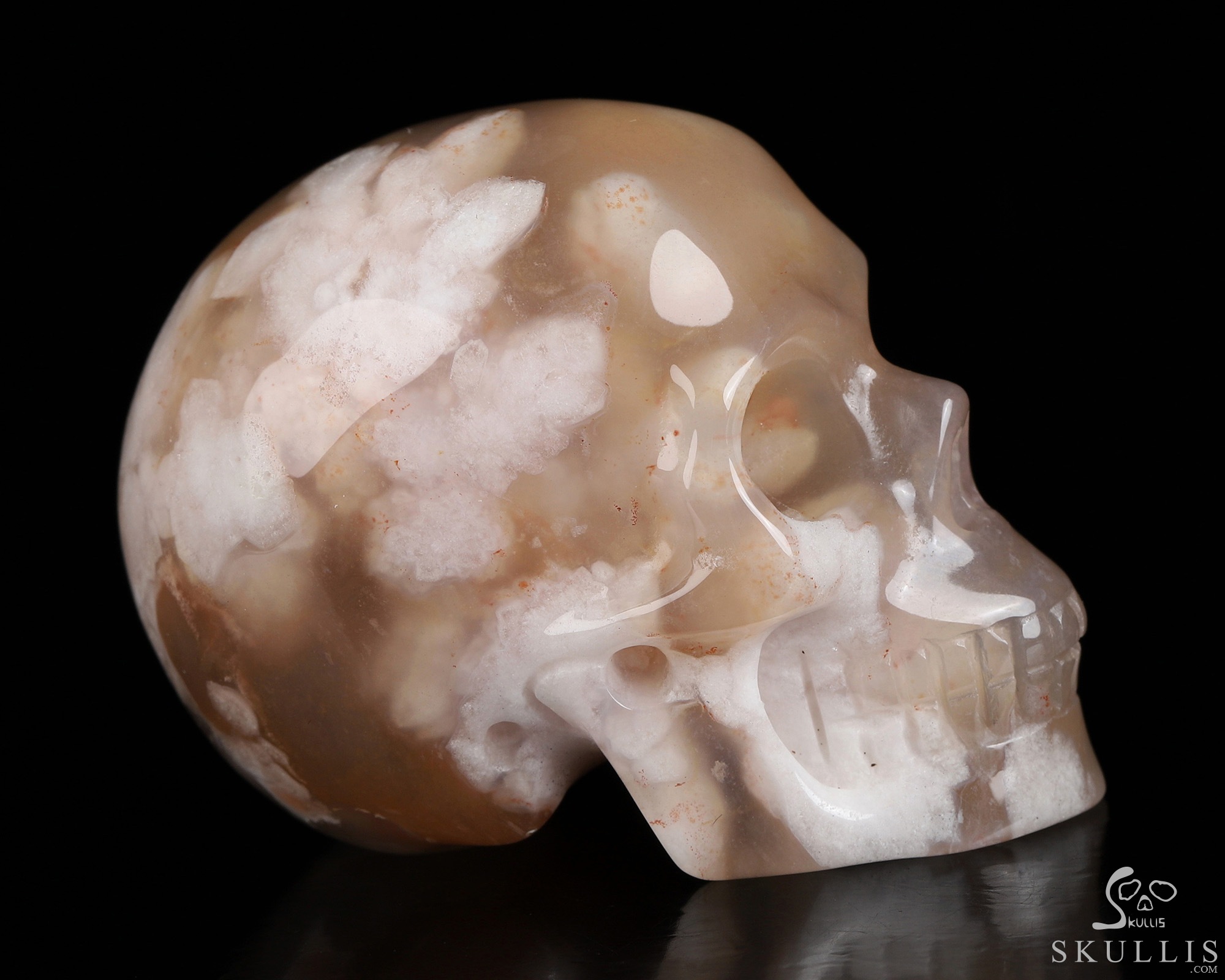 Gemstone 2.0" Sakura Agate Hand Carved Crystal Skull, Realistic, Crystal Healing Gemstone 2.0" Sakura Agate Hand Carved Crystal Skull, Realistic, Crystal Healing