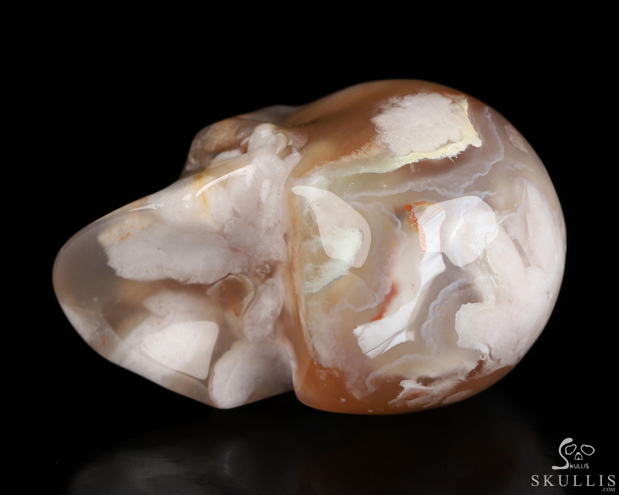 Gemstone 2.0" Sakura Agate Hand Carved Crystal Skull, Realistic, Crystal Healing Gemstone 2.0" Sakura Agate Hand Carved Crystal Skull, Realistic, Crystal Healing