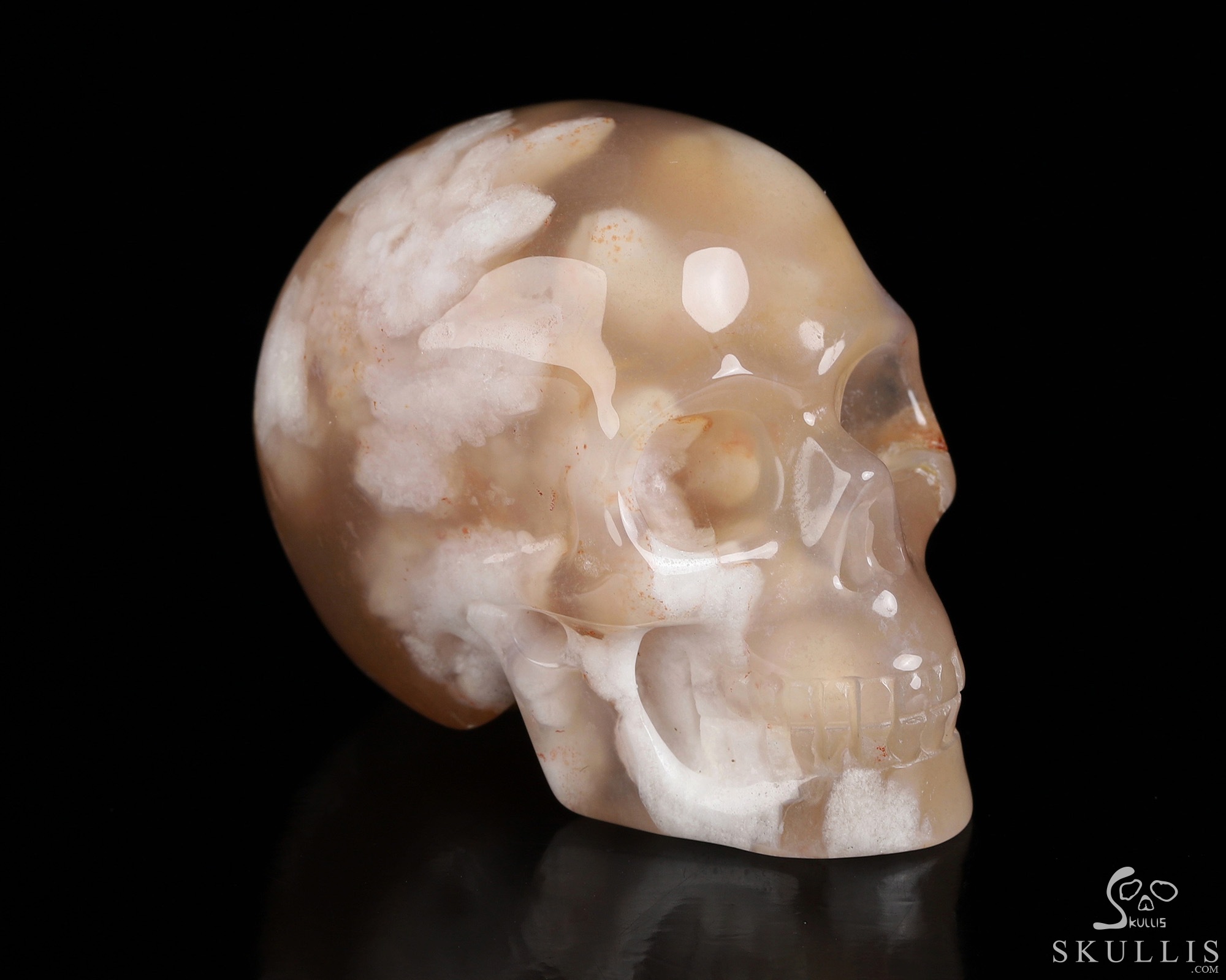 Gemstone 2.0" Sakura Agate Hand Carved Crystal Skull, Realistic, Crystal Healing Gemstone 2.0" Sakura Agate Hand Carved Crystal Skull, Realistic, Crystal Healing