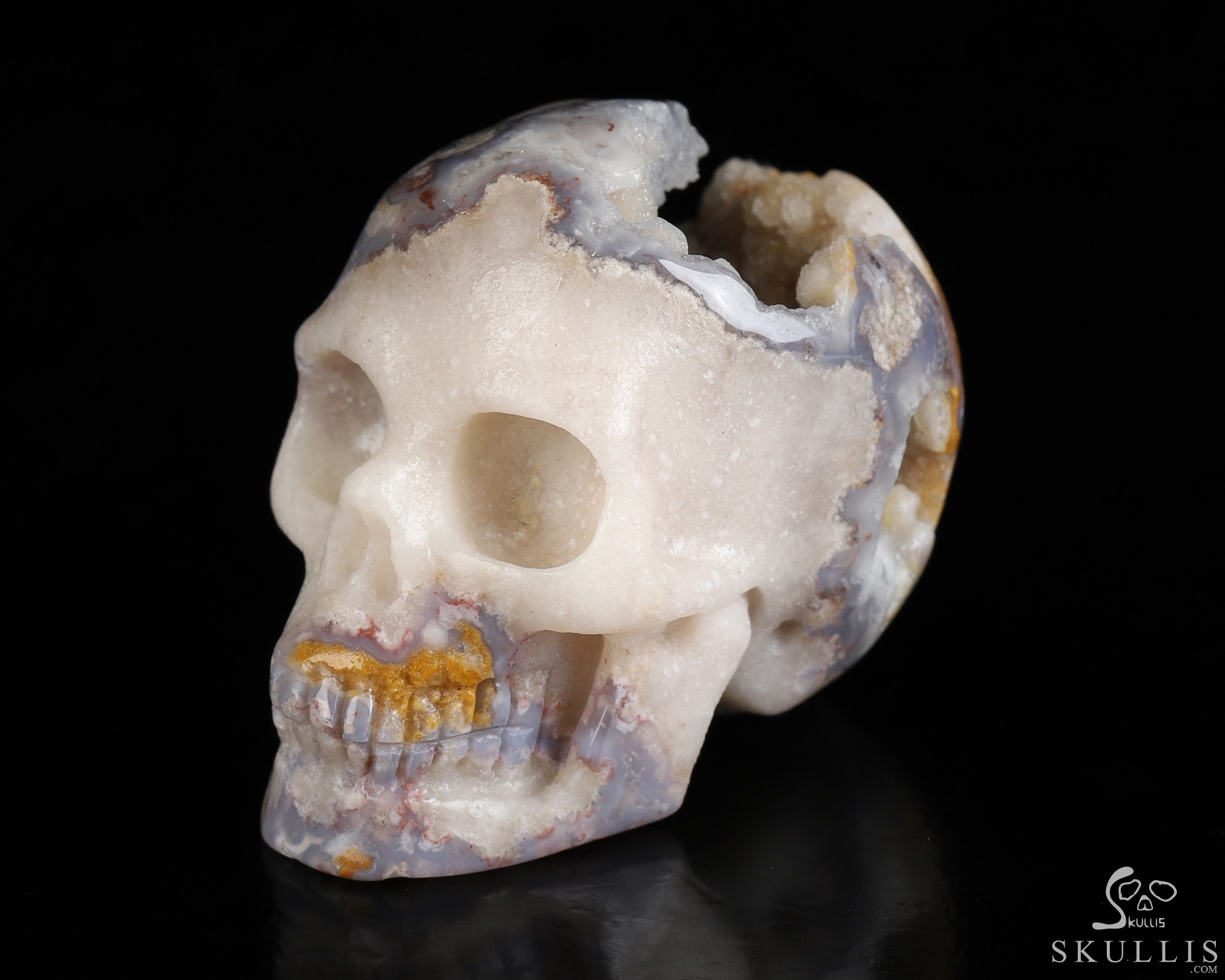 2.0" Blue Sakura Agate Geode Hand Carved Crystal Skull, Realistic, Crystal Healing 2.0" Blue Sakura Agate Geode Hand Carved Crystal Skull, Realistic, Crystal Healing