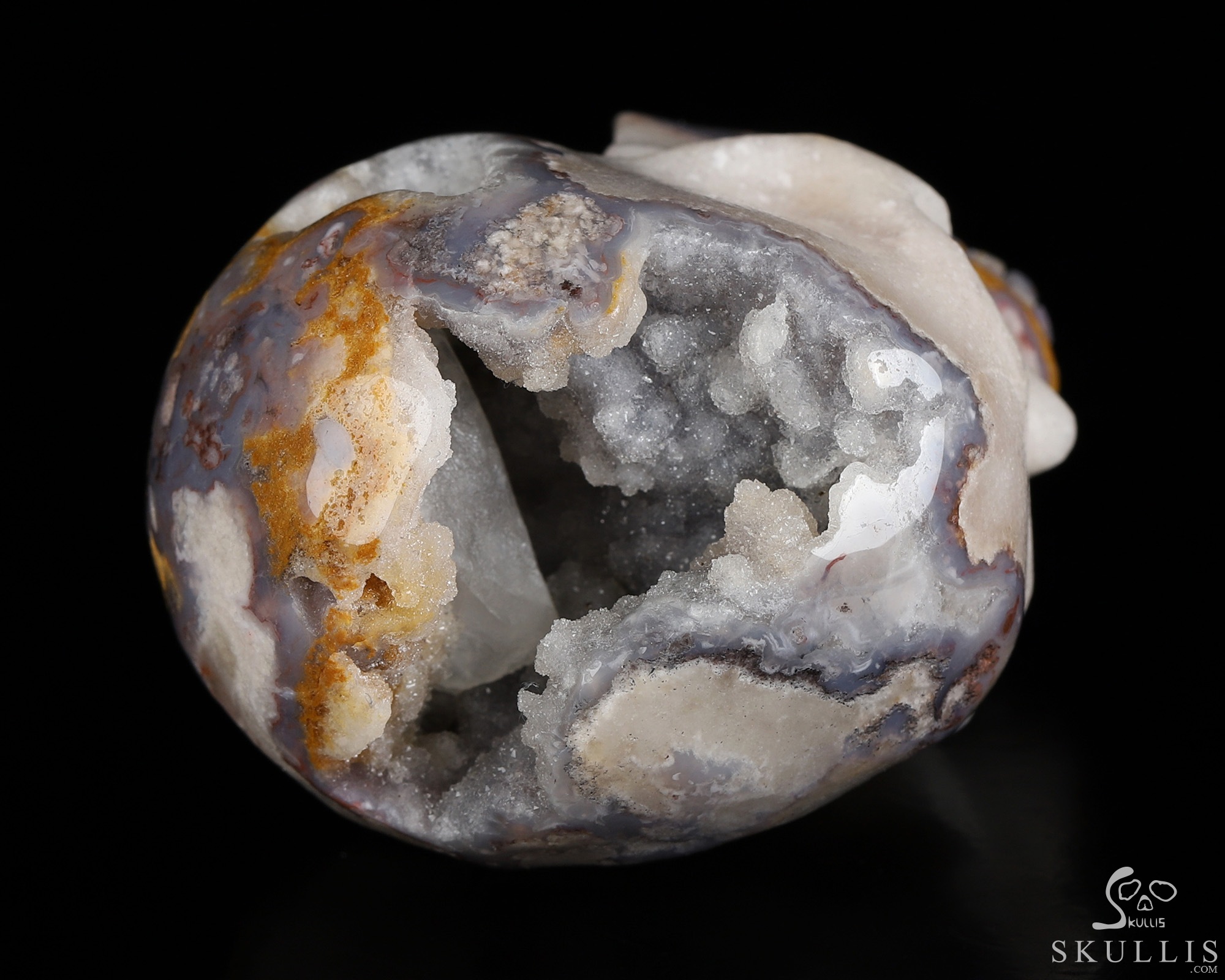 2.0" Blue Sakura Agate Geode Hand Carved Crystal Skull, Realistic, Crystal Healing 2.0" Blue Sakura Agate Geode Hand Carved Crystal Skull, Realistic, Crystal Healing