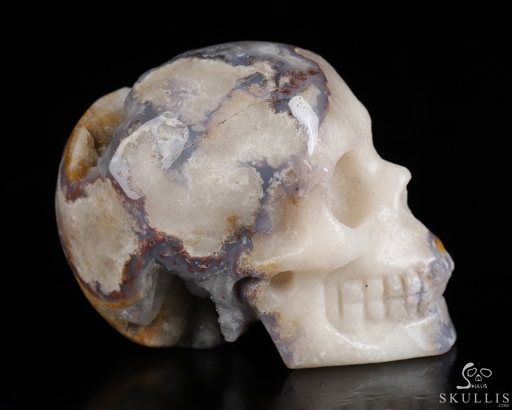 2.0" Blue Sakura Agate Geode Hand Carved Crystal Skull, Realistic, Crystal Healing 2.0" Blue Sakura Agate Geode Hand Carved Crystal Skull, Realistic, Crystal Healing