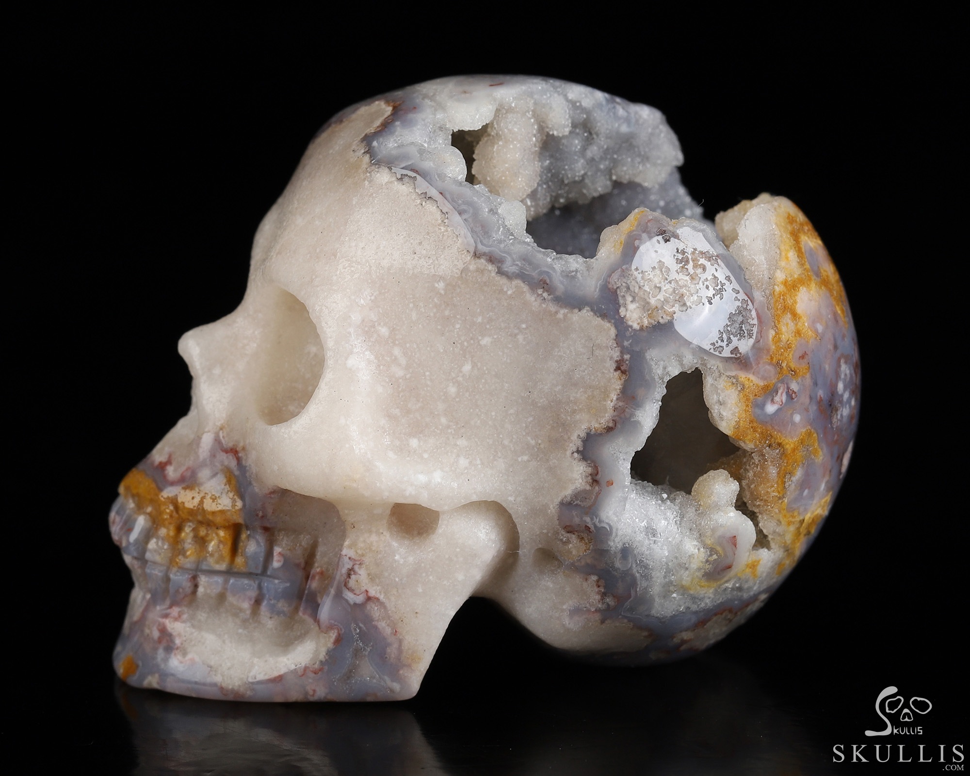 2.0" Blue Sakura Agate Geode Hand Carved Crystal Skull, Realistic, Crystal Healing 2.0" Blue Sakura Agate Geode Hand Carved Crystal Skull, Realistic, Crystal Healing