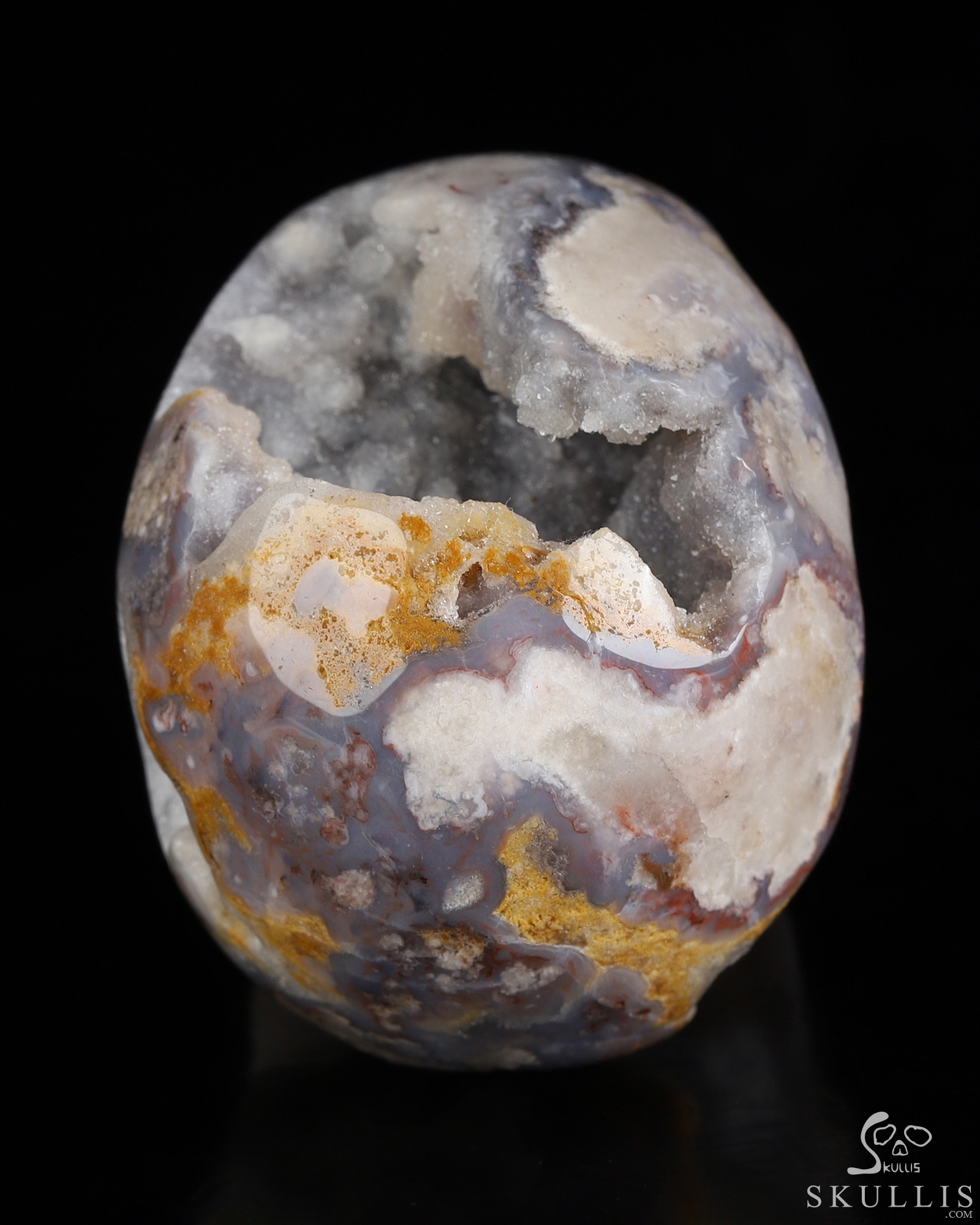 2.0" Blue Sakura Agate Geode Hand Carved Crystal Skull, Realistic, Crystal Healing 2.0" Blue Sakura Agate Geode Hand Carved Crystal Skull, Realistic, Crystal Healing