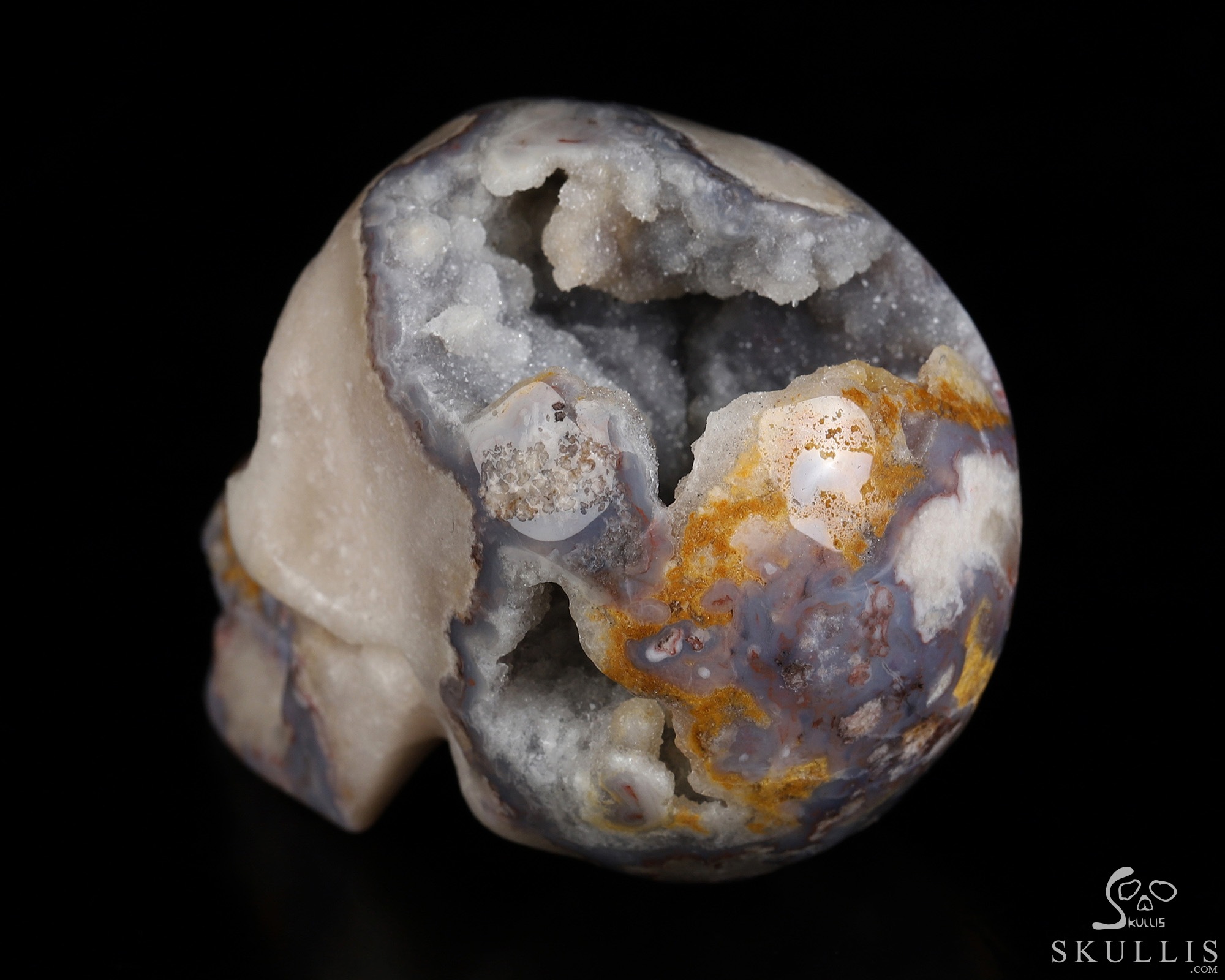 2.0" Blue Sakura Agate Geode Hand Carved Crystal Skull, Realistic, Crystal Healing 2.0" Blue Sakura Agate Geode Hand Carved Crystal Skull, Realistic, Crystal Healing