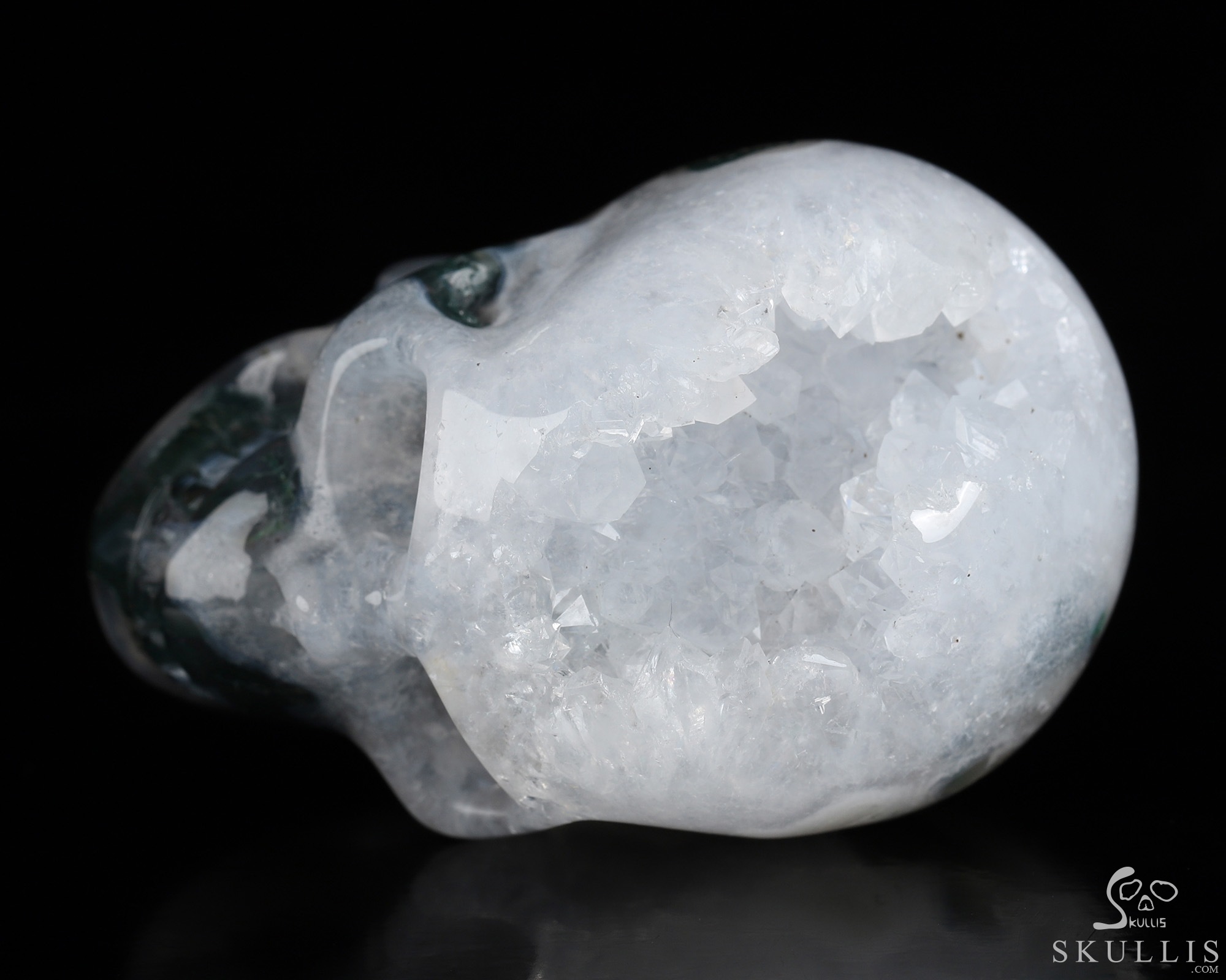 2.0" Green Moss Agate Geode Hand Carved Crystal Skull, Realistic, Crystal Healing 2.0" Green Moss Agate Geode Hand Carved Crystal Skull, Realistic, Crystal Healing