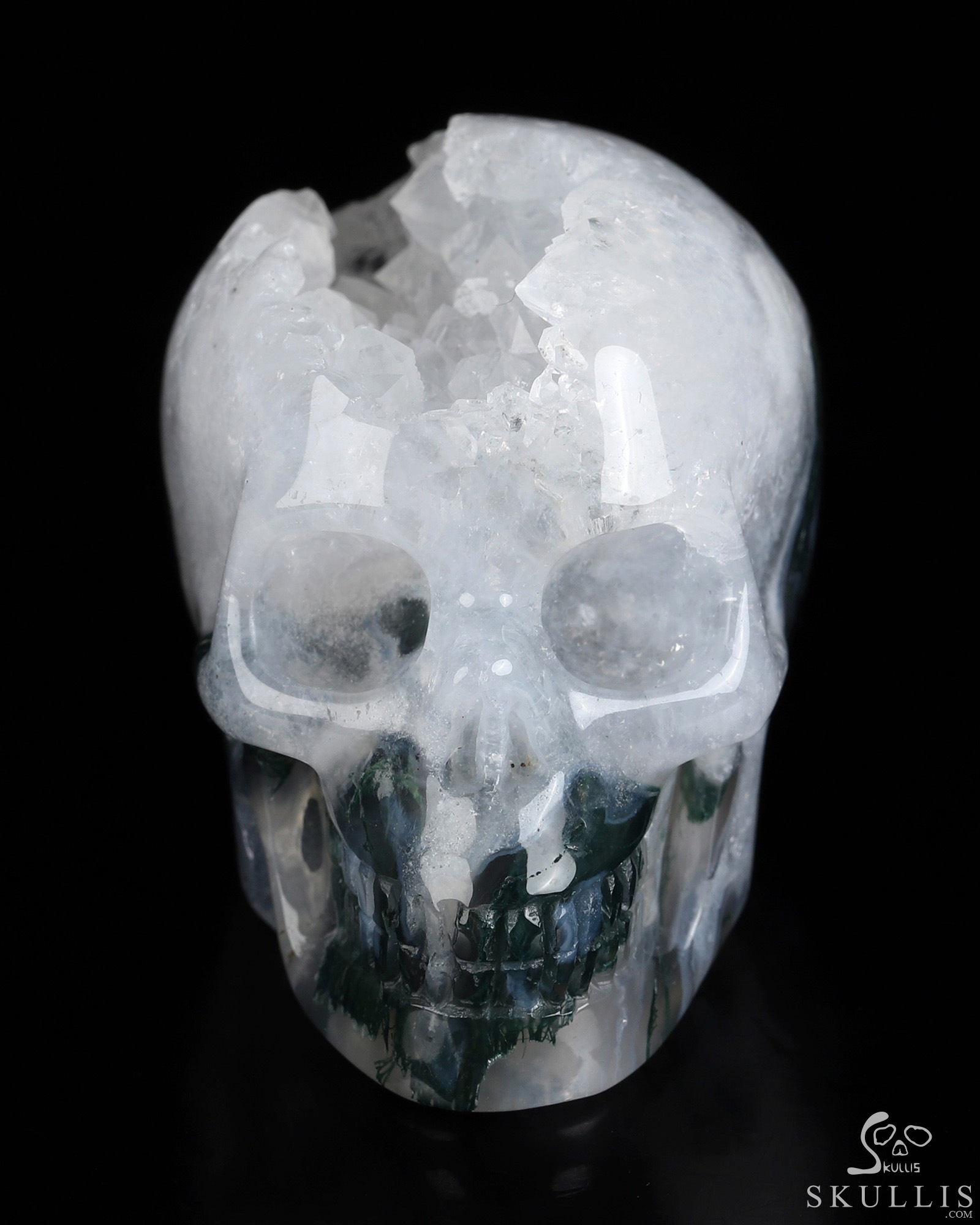 2.0" Green Moss Agate Geode Hand Carved Crystal Skull, Realistic, Crystal Healing 2.0" Green Moss Agate Geode Hand Carved Crystal Skull, Realistic, Crystal Healing