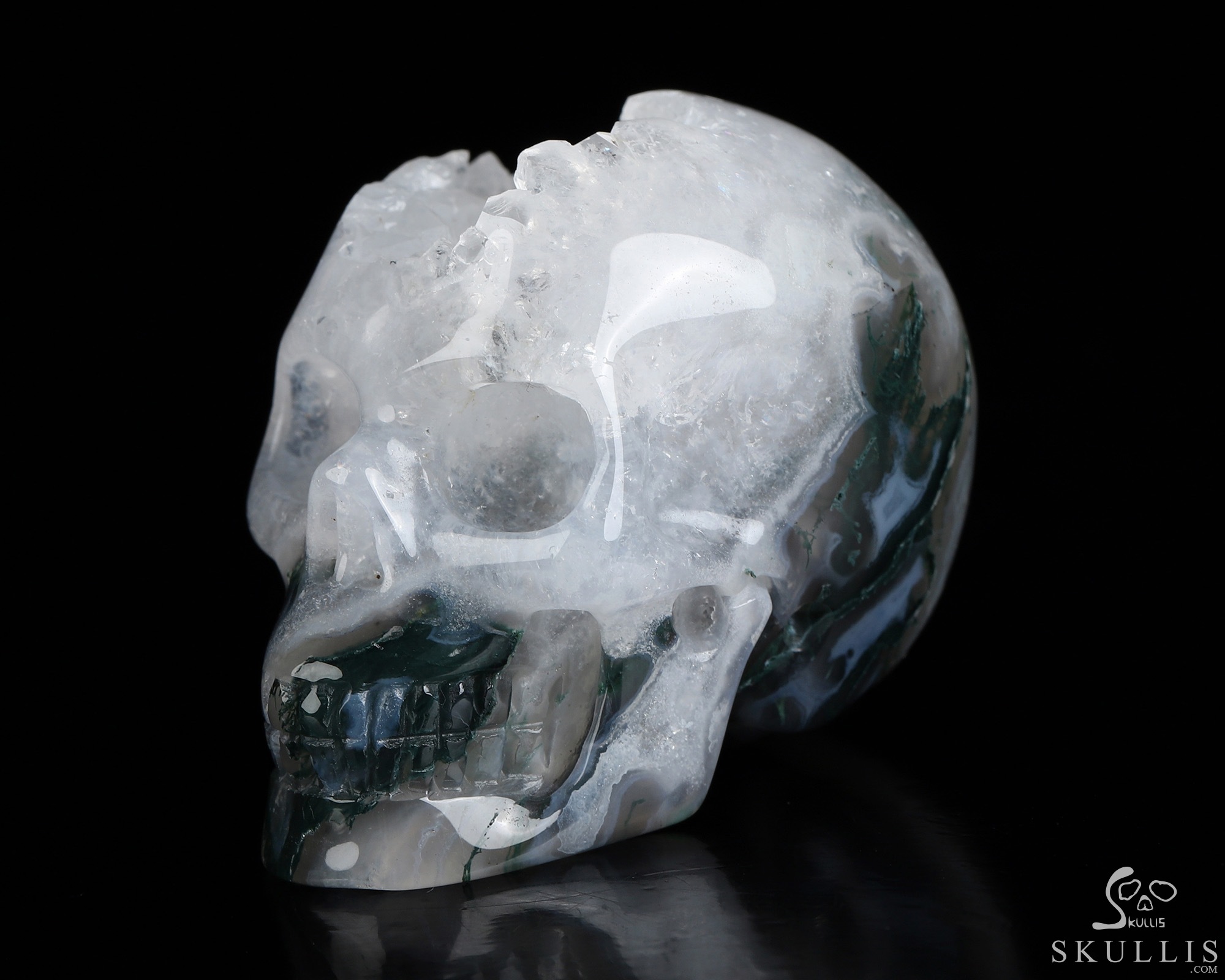 2.0" Green Moss Agate Geode Hand Carved Crystal Skull, Realistic, Crystal Healing 2.0" Green Moss Agate Geode Hand Carved Crystal Skull, Realistic, Crystal Healing