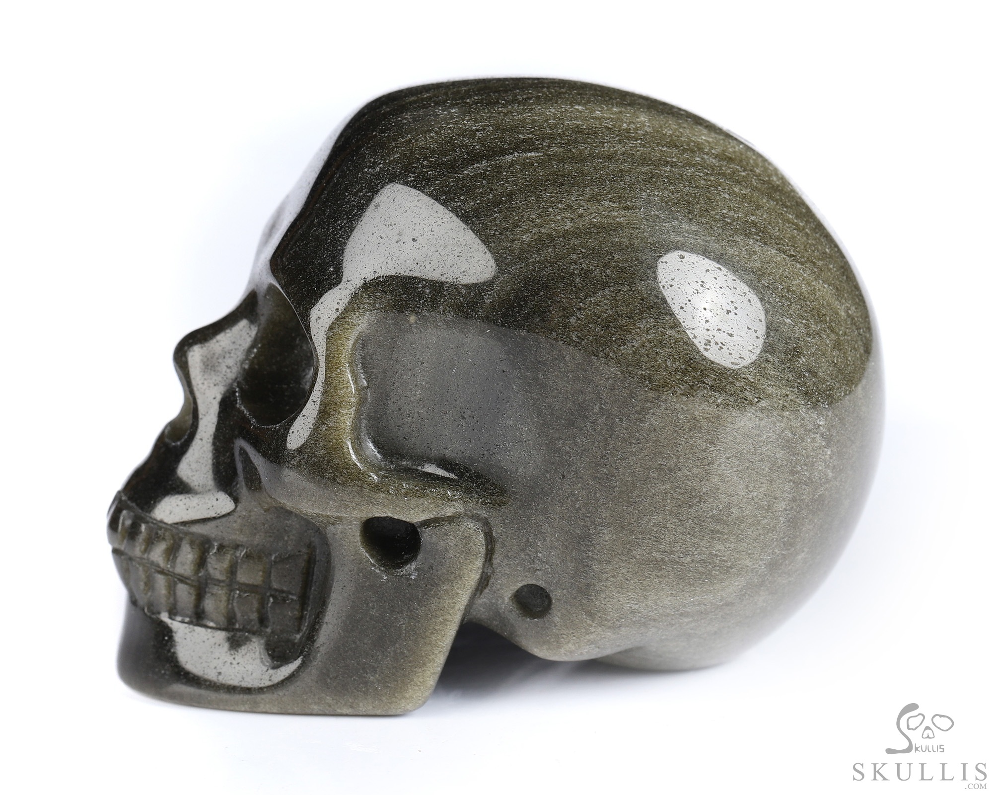 2.0" Gold Obsidian Hand Carved Crystal Skull, Realistic, Crystal Healing 2.0" Gold Obsidian Hand Carved Crystal Skull, Realistic, Crystal Healing