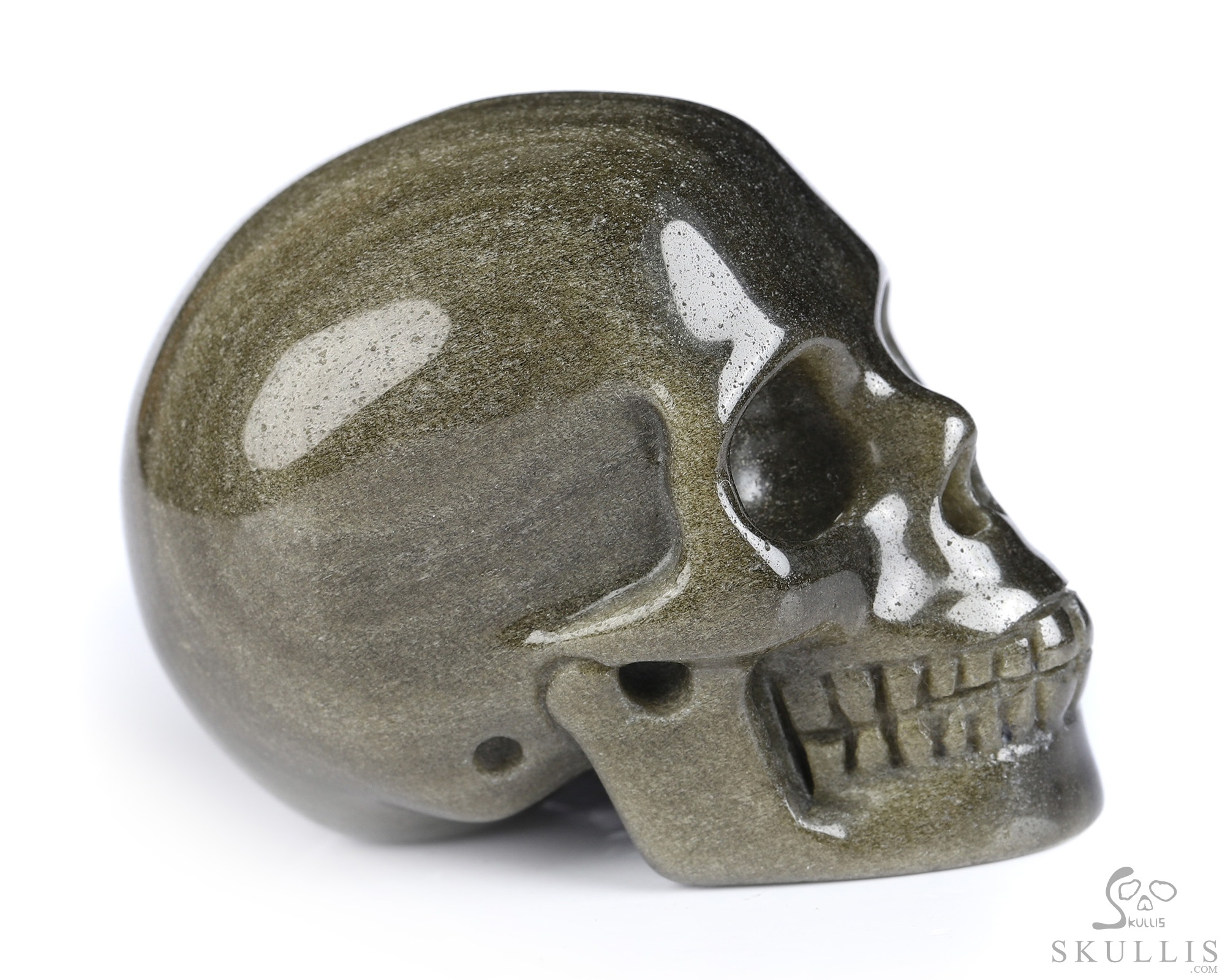 2.0" Gold Obsidian Hand Carved Crystal Skull, Realistic, Crystal Healing 2.0" Gold Obsidian Hand Carved Crystal Skull, Realistic, Crystal Healing