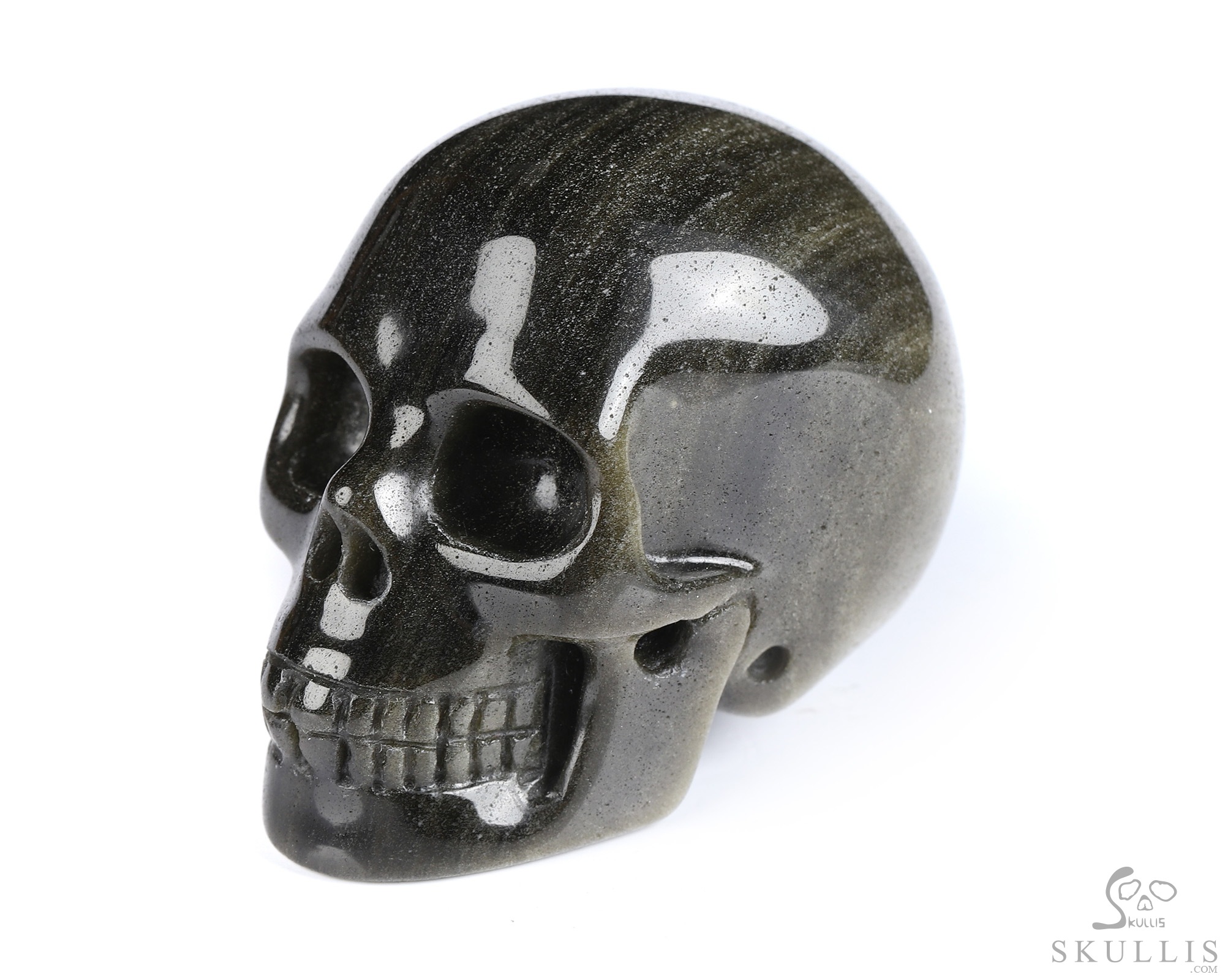 2.0" Gold Obsidian Hand Carved Crystal Skull, Realistic, Crystal Healing 2.0" Gold Obsidian Hand Carved Crystal Skull, Realistic, Crystal Healing