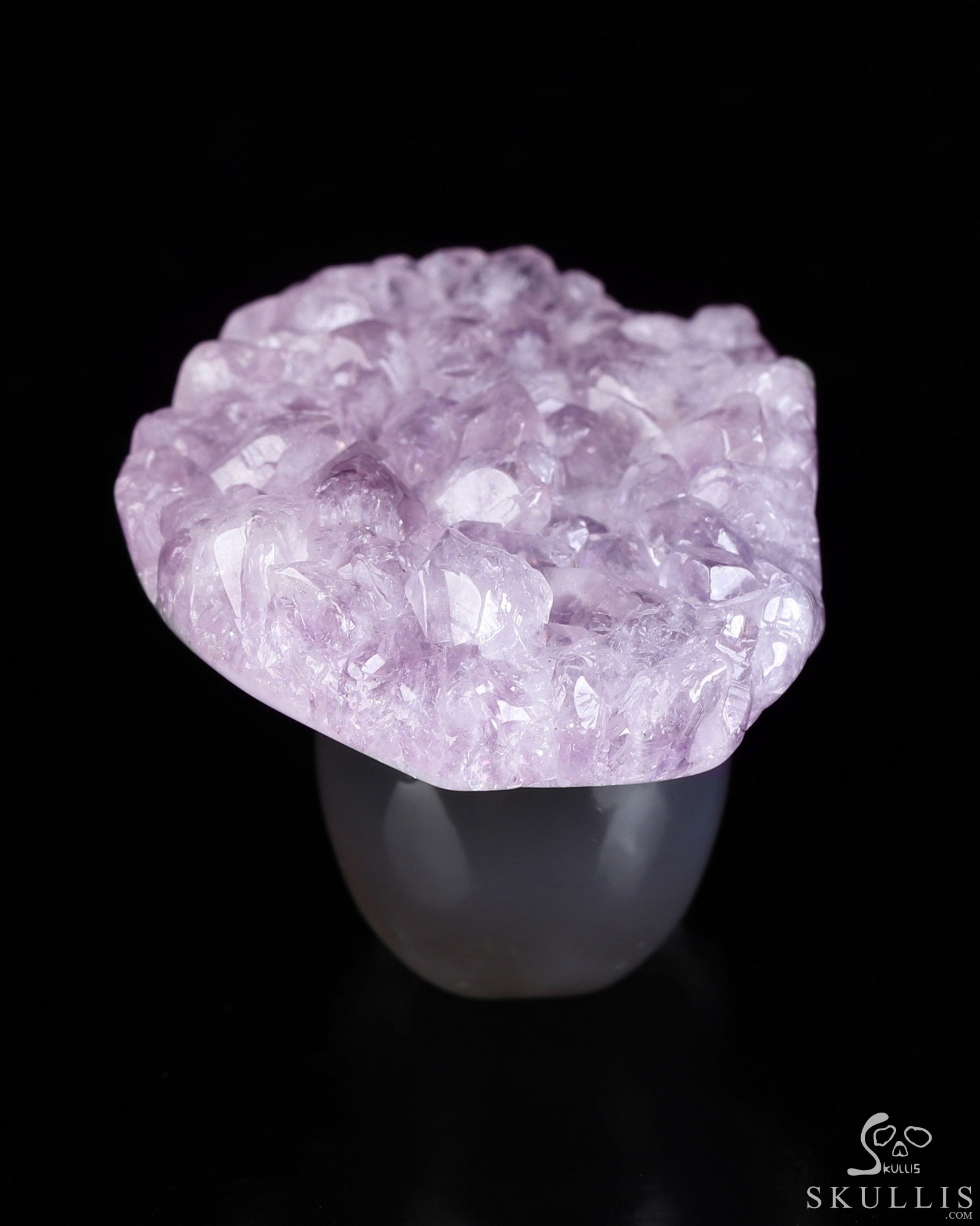 1.7" Amethyst & Agate Druse Hand Carved Crystal Skull Fine Art Sculpture, Crystal Healing 1.7" Amethyst & Agate Druse Hand Carved Crystal Skull Fine Art Sculpture, Crystal Healing