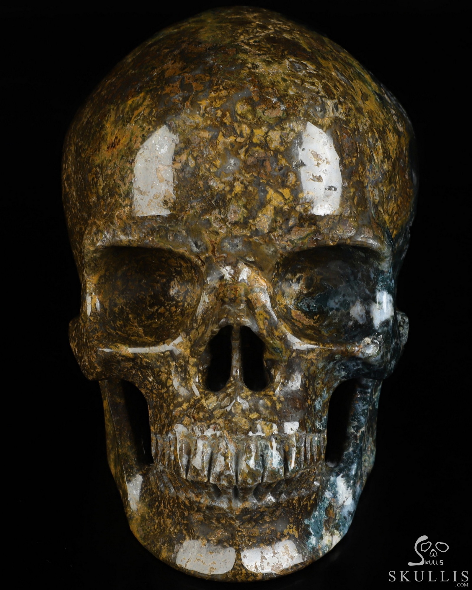 Lifesized 6.7" Ocean Jasper Hand Carved Crystal Skull, Super Realistic, Crystal Healing Lifesized 6.7" Ocean Jasper Hand Carved Crystal Skull, Super Realistic, Crystal Healing