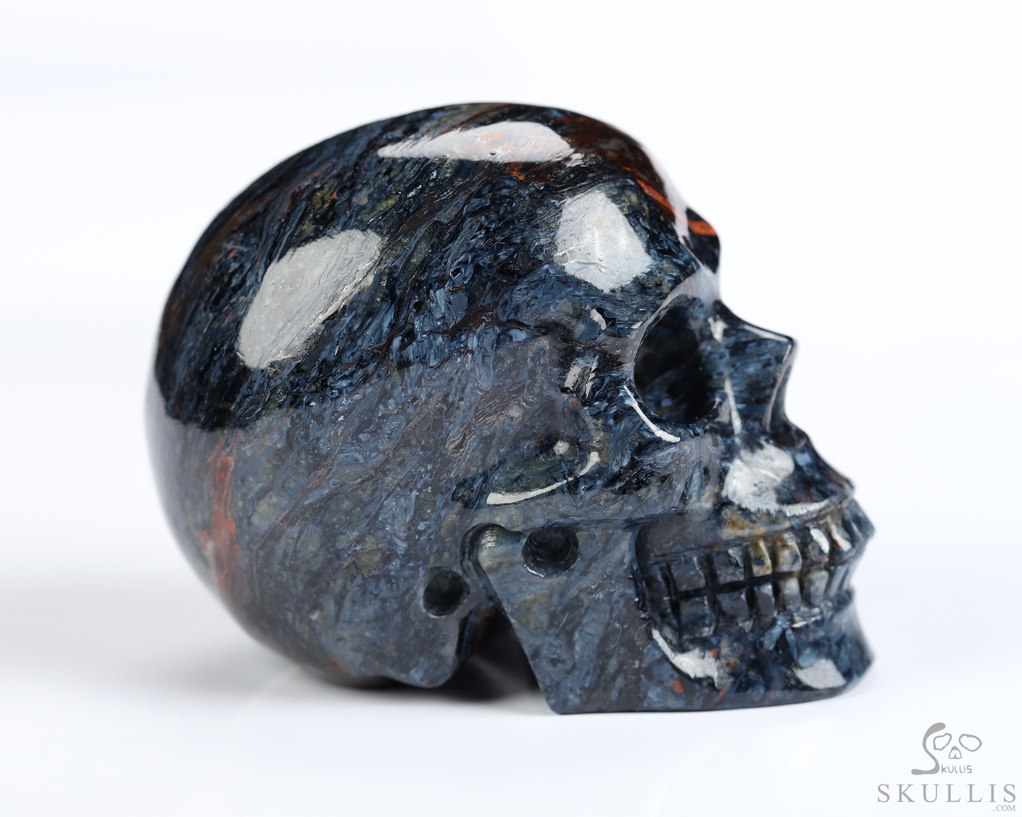 2.0" Pietersite Hand Carved Crystal Skull, Realistic, Crystal Healing 2.0" Pietersite Hand Carved Crystal Skull, Realistic, Crystal Healing