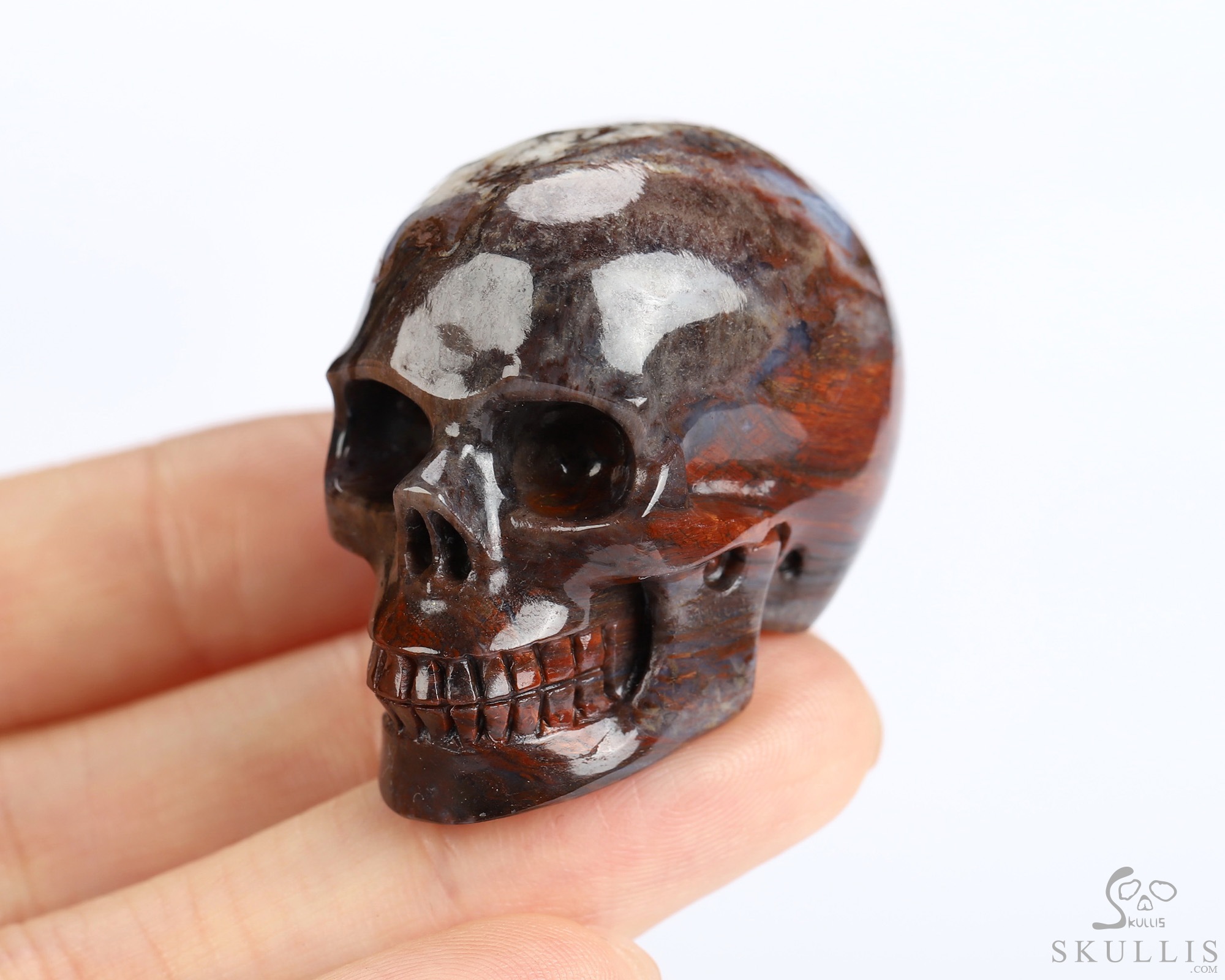 1.5" Pietersite Hand Carved Crystal Skull, Realistic, Crystal Healing 1.5" Pietersite Hand Carved Crystal Skull, Realistic, Crystal Healing