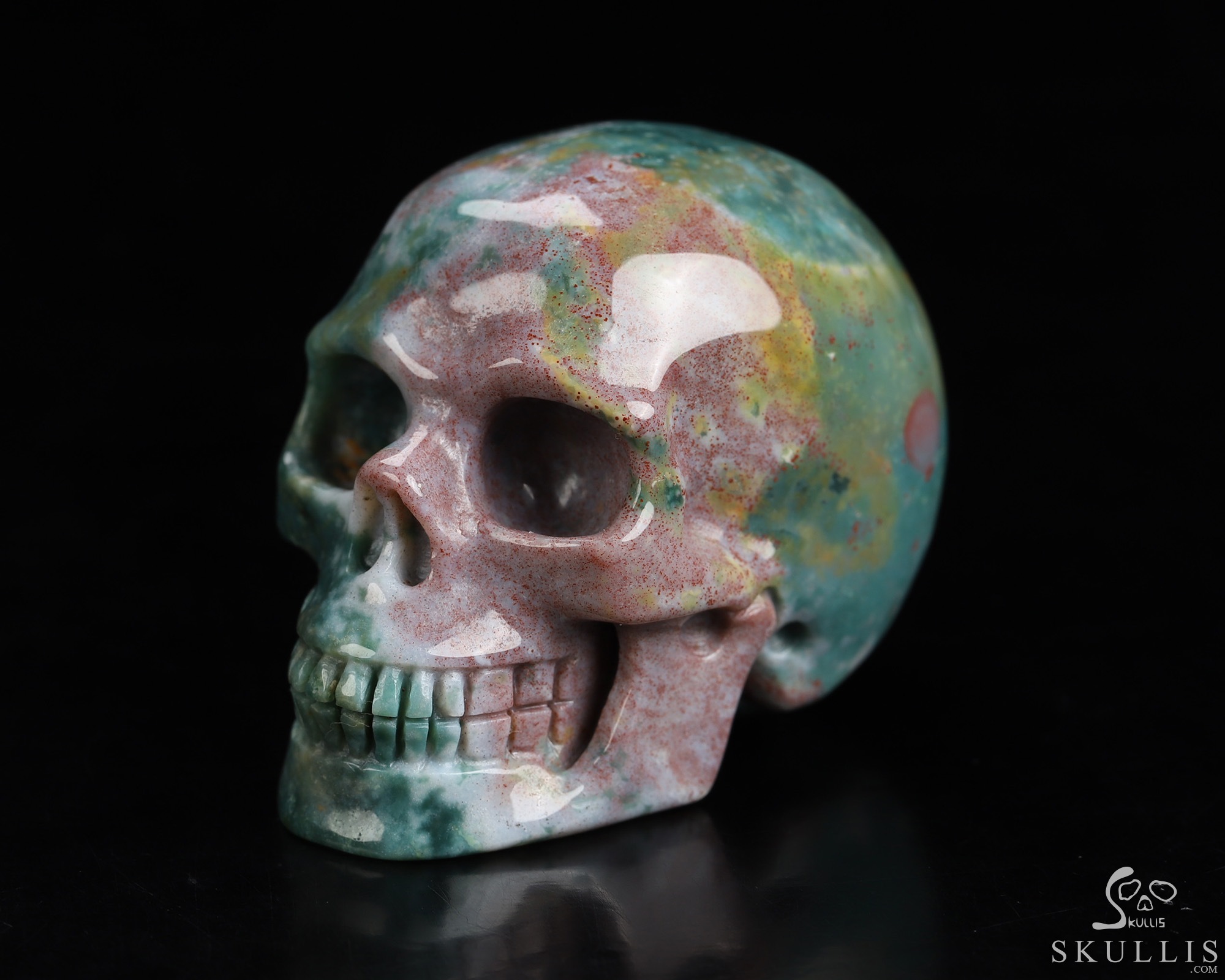 2.0" Bloodstone Hand Carved Crystal Skull, Realistic, Crystal Healing 2.0" Bloodstone Hand Carved Crystal Skull, Realistic, Crystal Healing