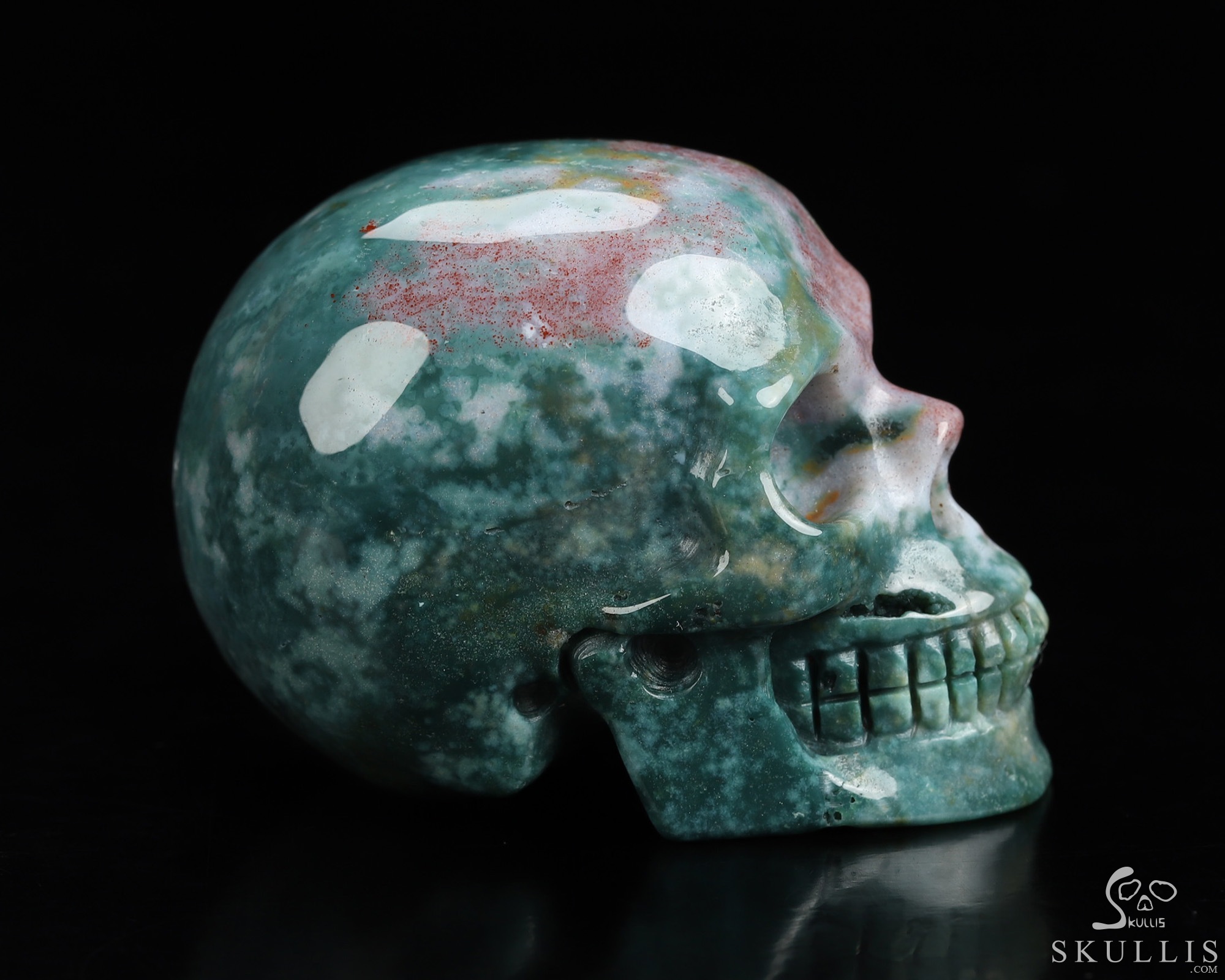 2.0" Bloodstone Hand Carved Crystal Skull, Realistic, Crystal Healing 2.0" Bloodstone Hand Carved Crystal Skull, Realistic, Crystal Healing