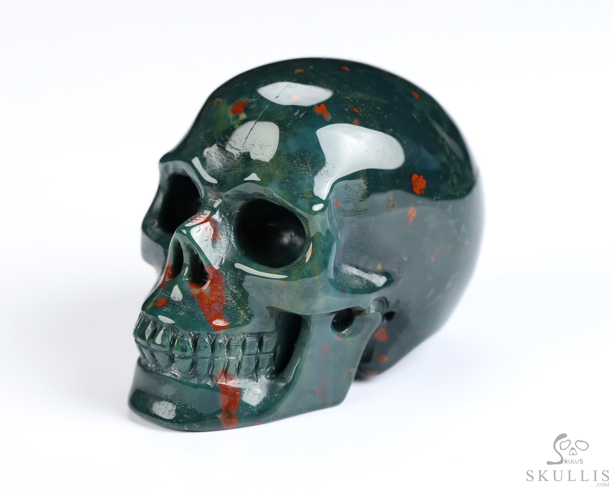 2.0" Bloodstone Hand Carved Crystal Skull, Realistic, Crystal Healing 2.0" Bloodstone Hand Carved Crystal Skull, Realistic, Crystal Healing