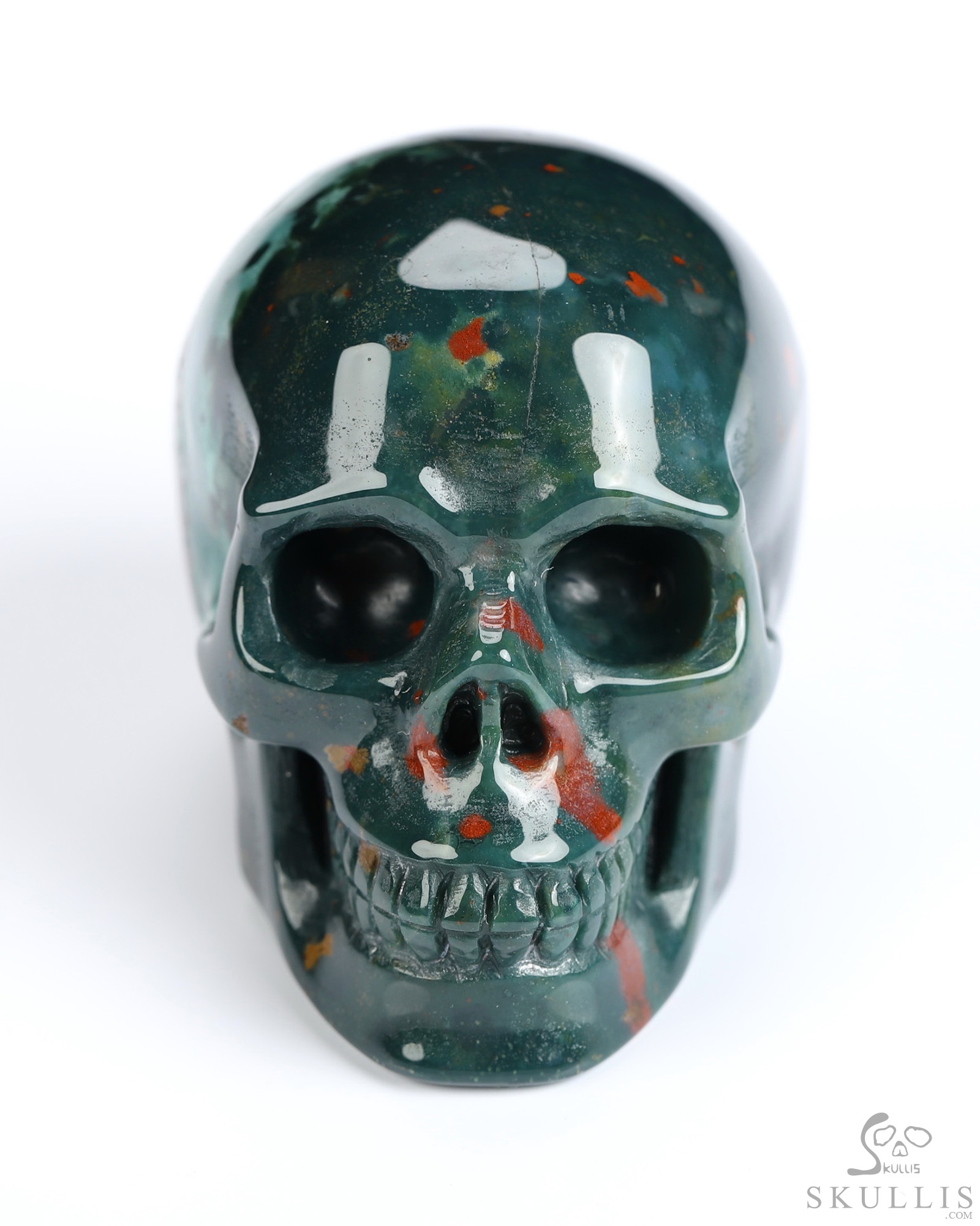 2.0" Bloodstone Hand Carved Crystal Skull, Realistic, Crystal Healing 2.0" Bloodstone Hand Carved Crystal Skull, Realistic, Crystal Healing