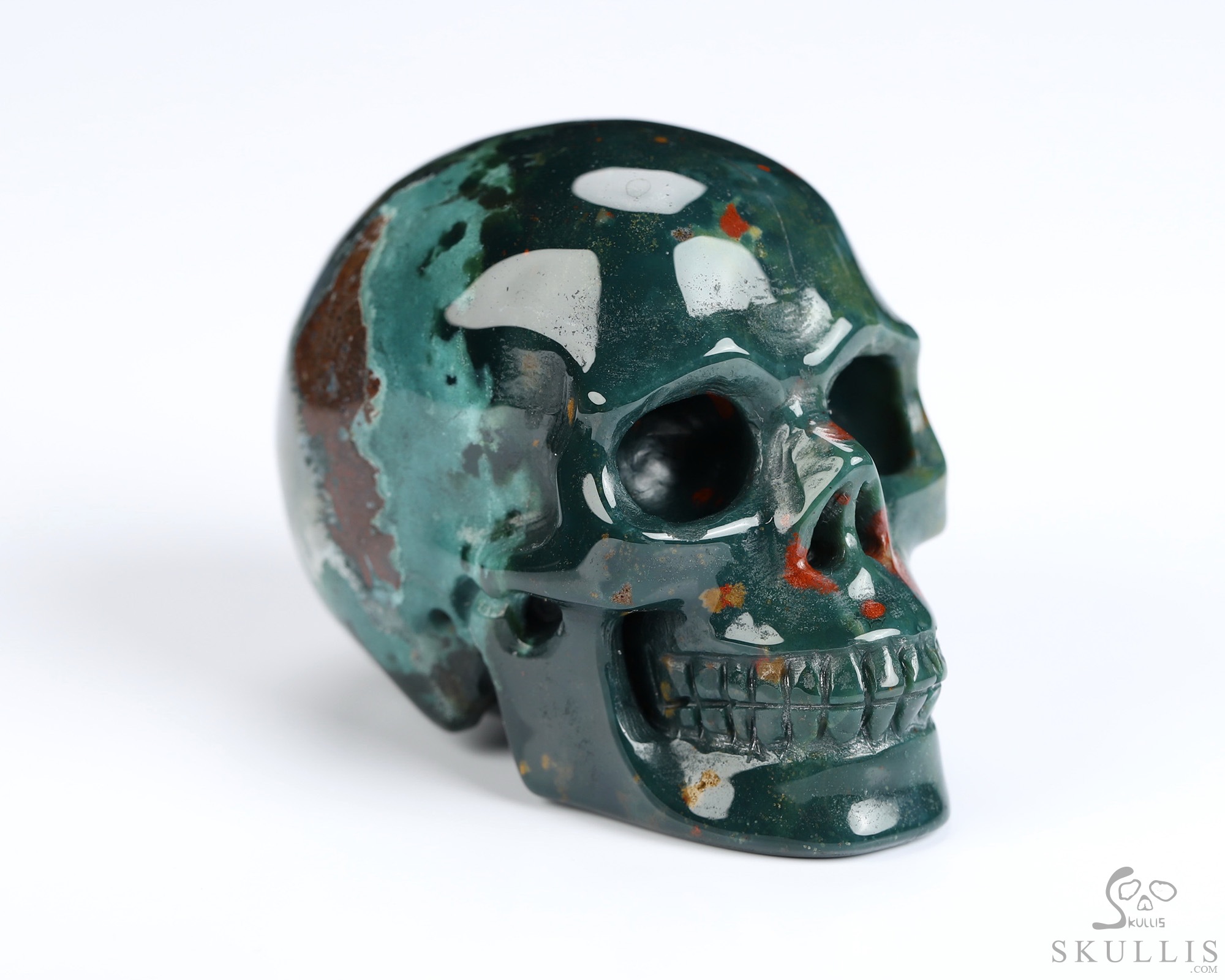 2.0" Bloodstone Hand Carved Crystal Skull, Realistic, Crystal Healing 2.0" Bloodstone Hand Carved Crystal Skull, Realistic, Crystal Healing