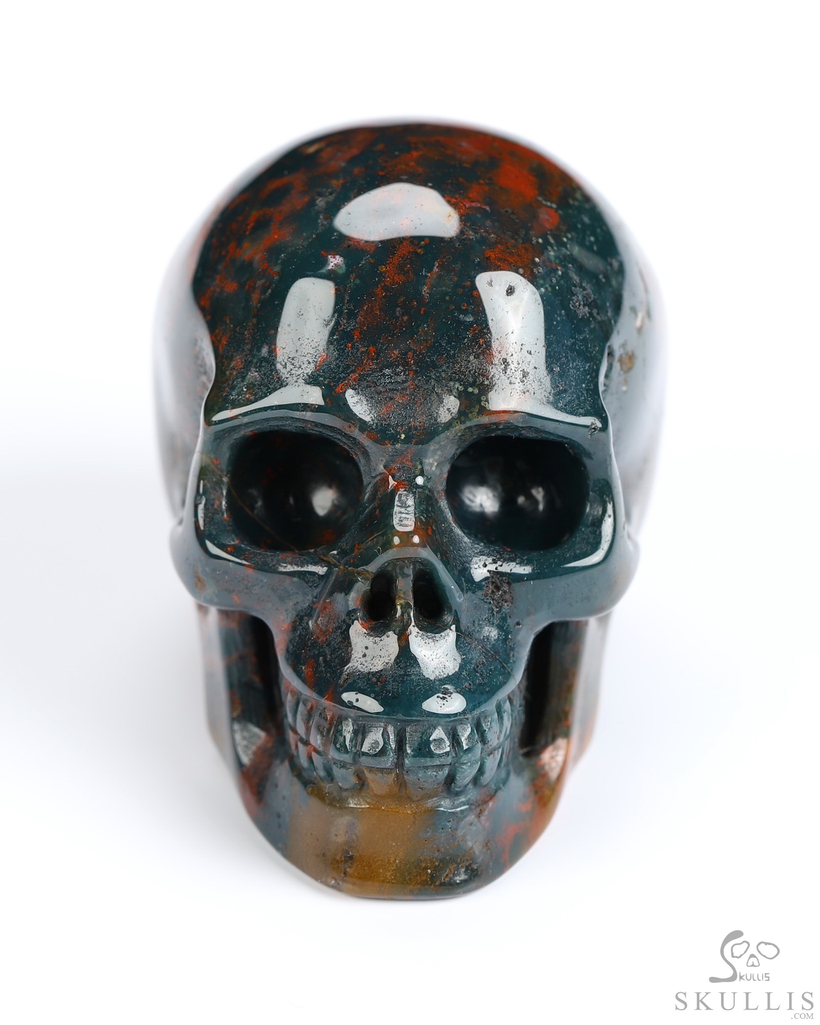 2.0" Bloodstone Hand Carved Crystal Skull, Realistic, Crystal Healing 2.0" Bloodstone Hand Carved Crystal Skull, Realistic, Crystal Healing