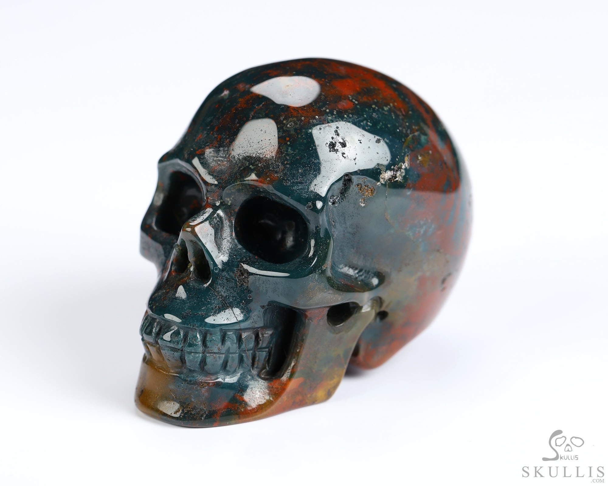 2.0" Bloodstone Hand Carved Crystal Skull, Realistic, Crystal Healing 2.0" Bloodstone Hand Carved Crystal Skull, Realistic, Crystal Healing
