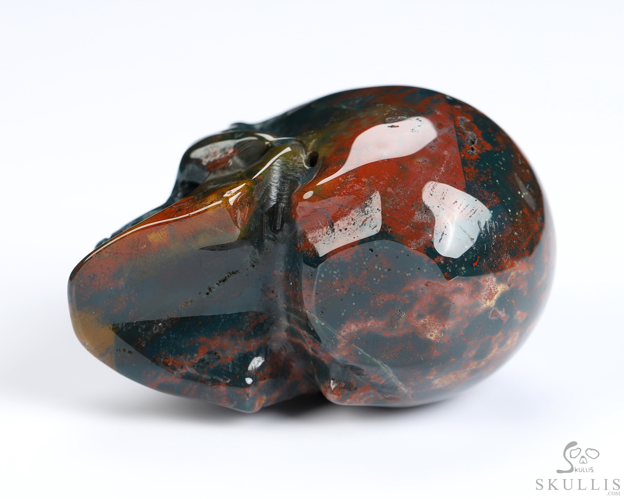 2.0" Bloodstone Hand Carved Crystal Skull, Realistic, Crystal Healing 2.0" Bloodstone Hand Carved Crystal Skull, Realistic, Crystal Healing