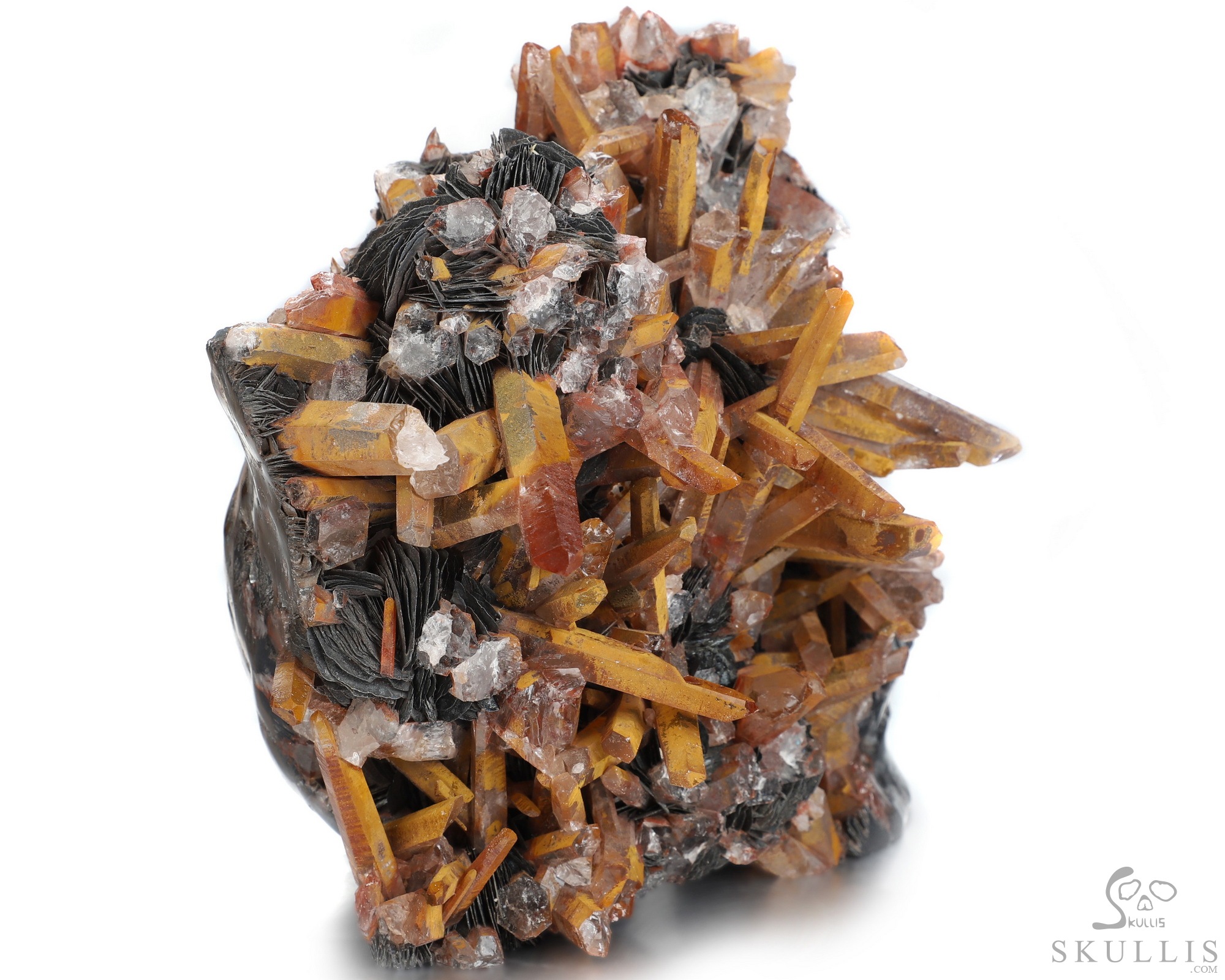 Lifesized 5.9" Limonite and Quartz Druse Hand Carved Crystal Skull, Crystal Healing Lifesized 5.9" Limonite and Quartz Druse Hand Carved Crystal Skull, Crystal Healing