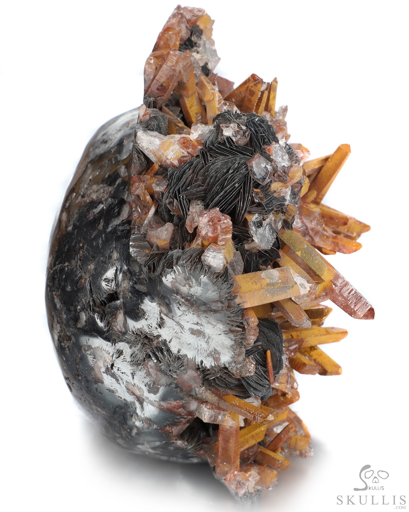 Lifesized 5.9" Limonite and Quartz Druse Hand Carved Crystal Skull, Crystal Healing Lifesized 5.9" Limonite and Quartz Druse Hand Carved Crystal Skull, Crystal Healing