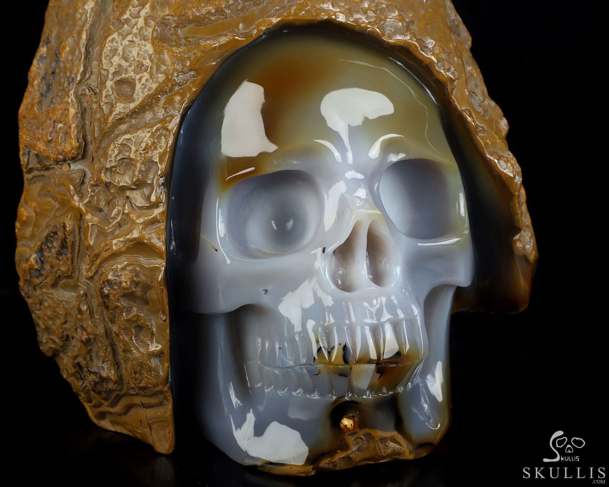 8.0" Agate Hand Carved Crystal Skull Fine Art Sculpture, Crystal Healing 8.0" Agate Hand Carved Crystal Skull Fine Art Sculpture, Crystal Healing