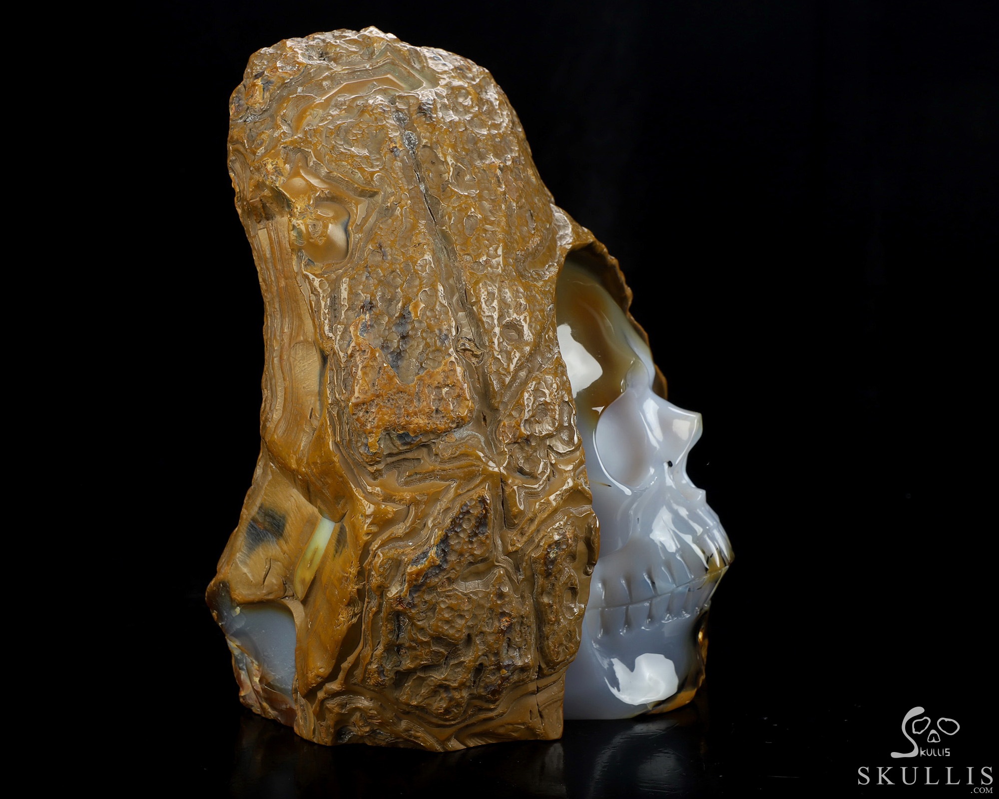 8.0" Agate Hand Carved Crystal Skull Fine Art Sculpture, Crystal Healing 8.0" Agate Hand Carved Crystal Skull Fine Art Sculpture, Crystal Healing