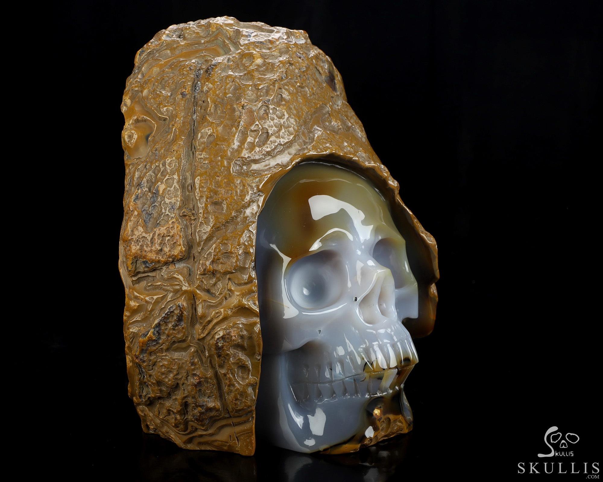 8.0" Agate Hand Carved Crystal Skull Fine Art Sculpture, Crystal Healing 8.0" Agate Hand Carved Crystal Skull Fine Art Sculpture, Crystal Healing