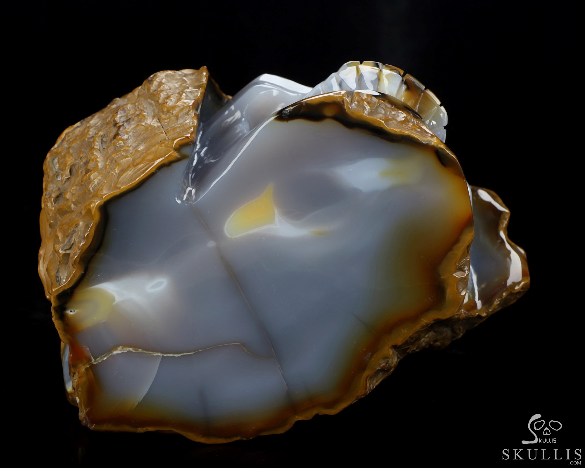 8.0" Agate Hand Carved Crystal Skull Fine Art Sculpture, Crystal Healing 8.0" Agate Hand Carved Crystal Skull Fine Art Sculpture, Crystal Healing