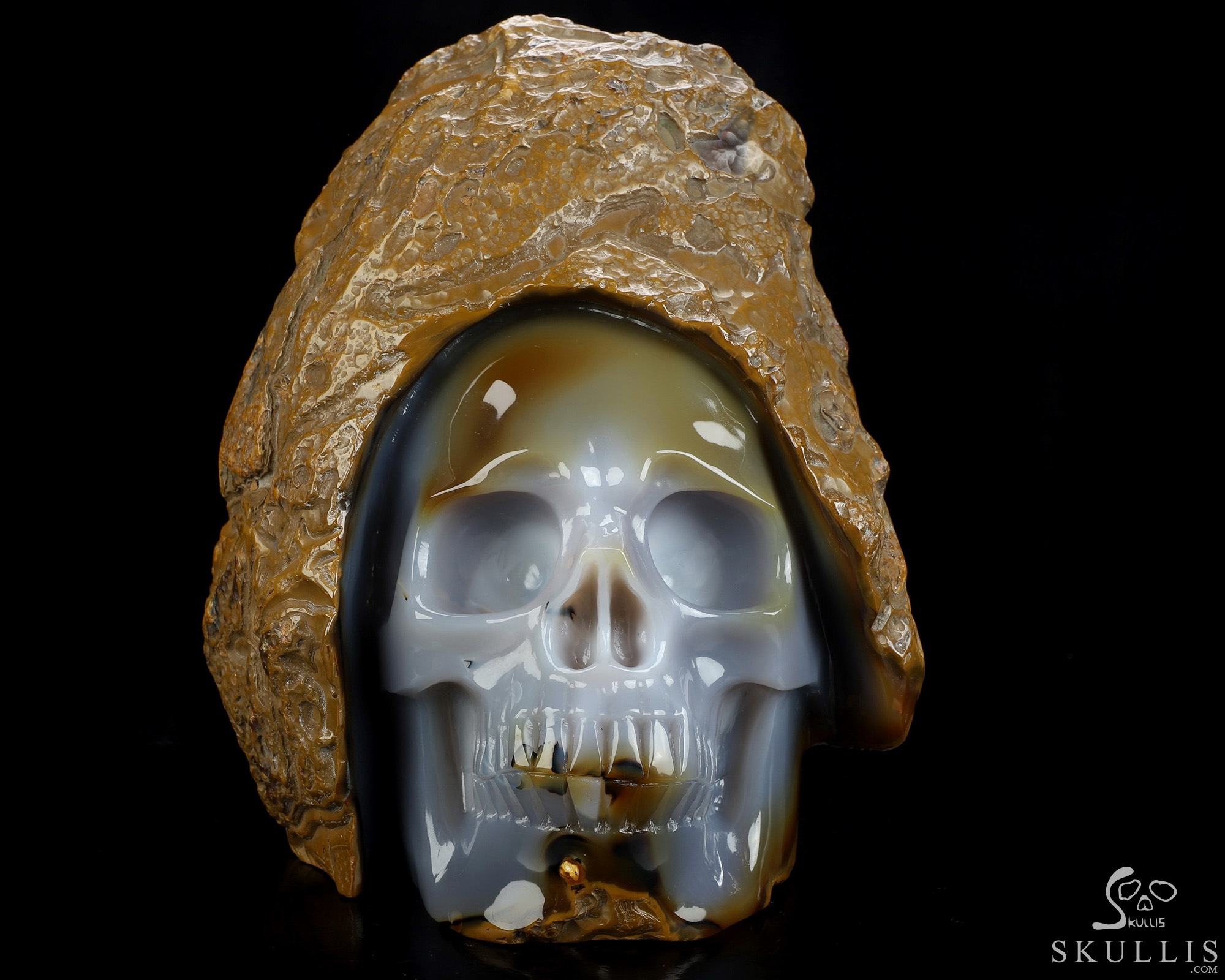 8.0" Agate Hand Carved Crystal Skull Fine Art Sculpture, Crystal Healing 8.0" Agate Hand Carved Crystal Skull Fine Art Sculpture, Crystal Healing