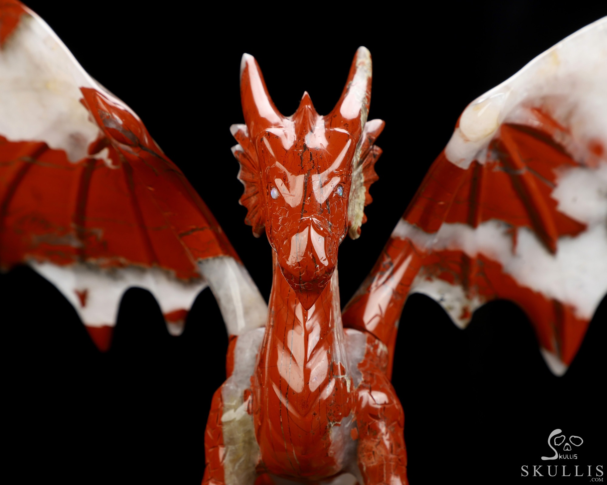 9.4" Red Jasper Hand Carved Crystal Skull and Dragon, Detachable Wings, Fine Art Sculpture, Crystal Healing 9.4" Red Jasper Hand Carved Crystal Skull and Dragon, Detachable Wings, Fine Art Sculpture, Crystal Healing