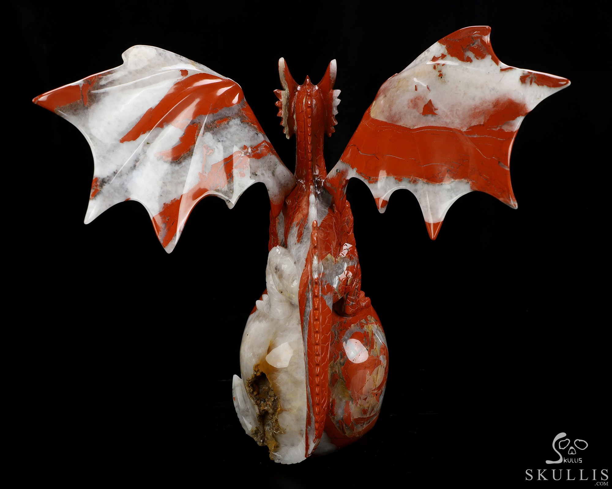 9.4" Red Jasper Hand Carved Crystal Skull and Dragon, Detachable Wings, Fine Art Sculpture, Crystal Healing 9.4" Red Jasper Hand Carved Crystal Skull and Dragon, Detachable Wings, Fine Art Sculpture, Crystal Healing