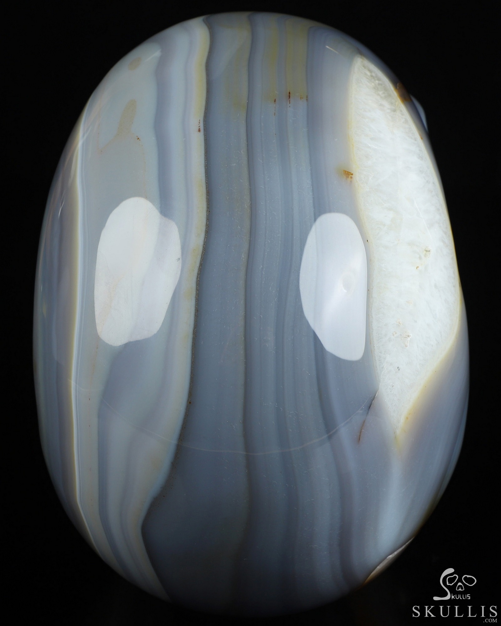 7.3" Gray & White Agate Hand Carved Crystal Skull Fine Art Sculpture, Crystal Healing 7.3" Gray & White Agate Hand Carved Crystal Skull Fine Art Sculpture, Crystal Healing