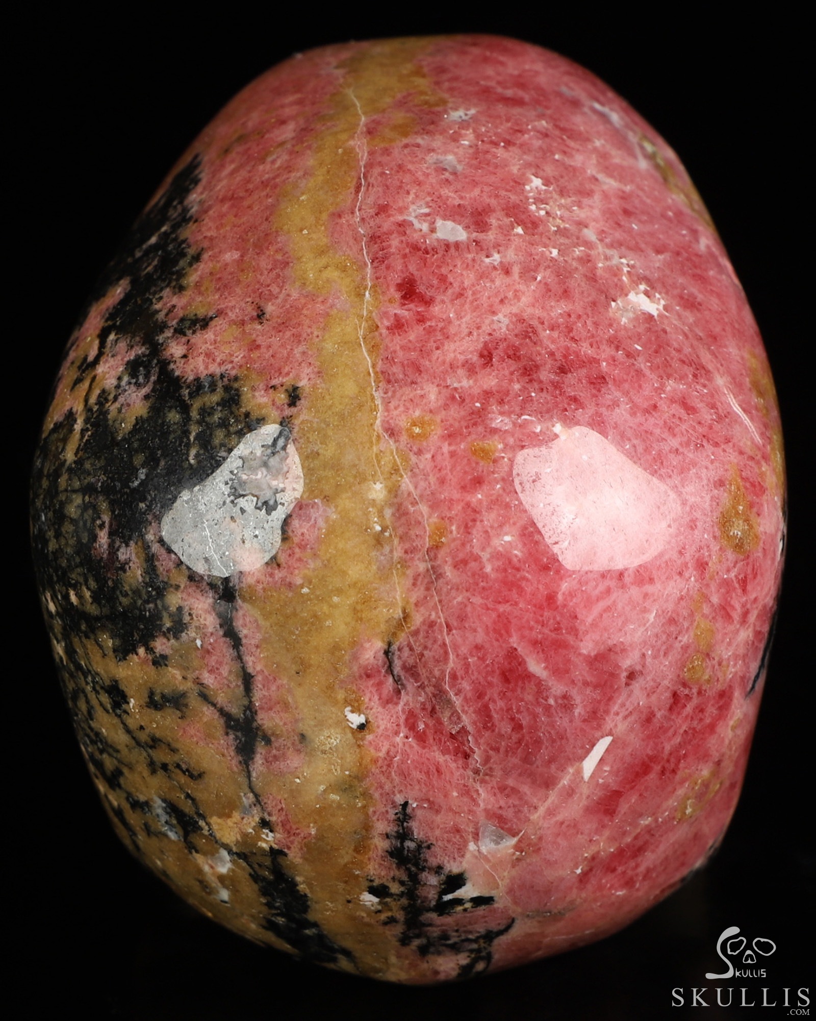 3.5" Pink & Black Rhodonite Hand Carved Crystal Skull, Realistic, Crystal Healing 3.5" Pink & Black Rhodonite Hand Carved Crystal Skull, Realistic, Crystal Healing