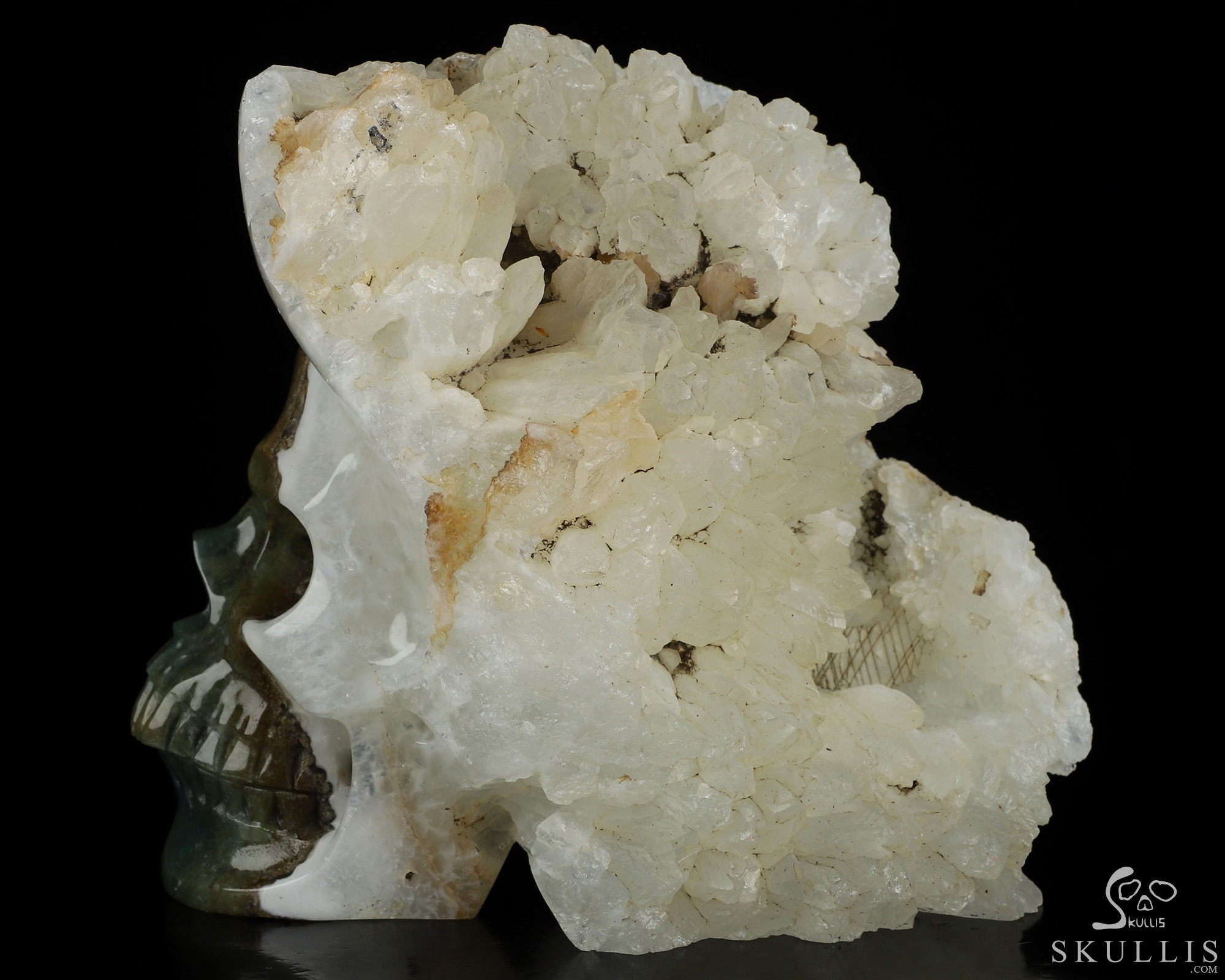 6.9" Quartz rock druse Hand Carved Crystal Skull Fine Art Sculpture, Crystal Healing 6.9" Quartz rock druse Hand Carved Crystal Skull Fine Art Sculpture, Crystal Healing