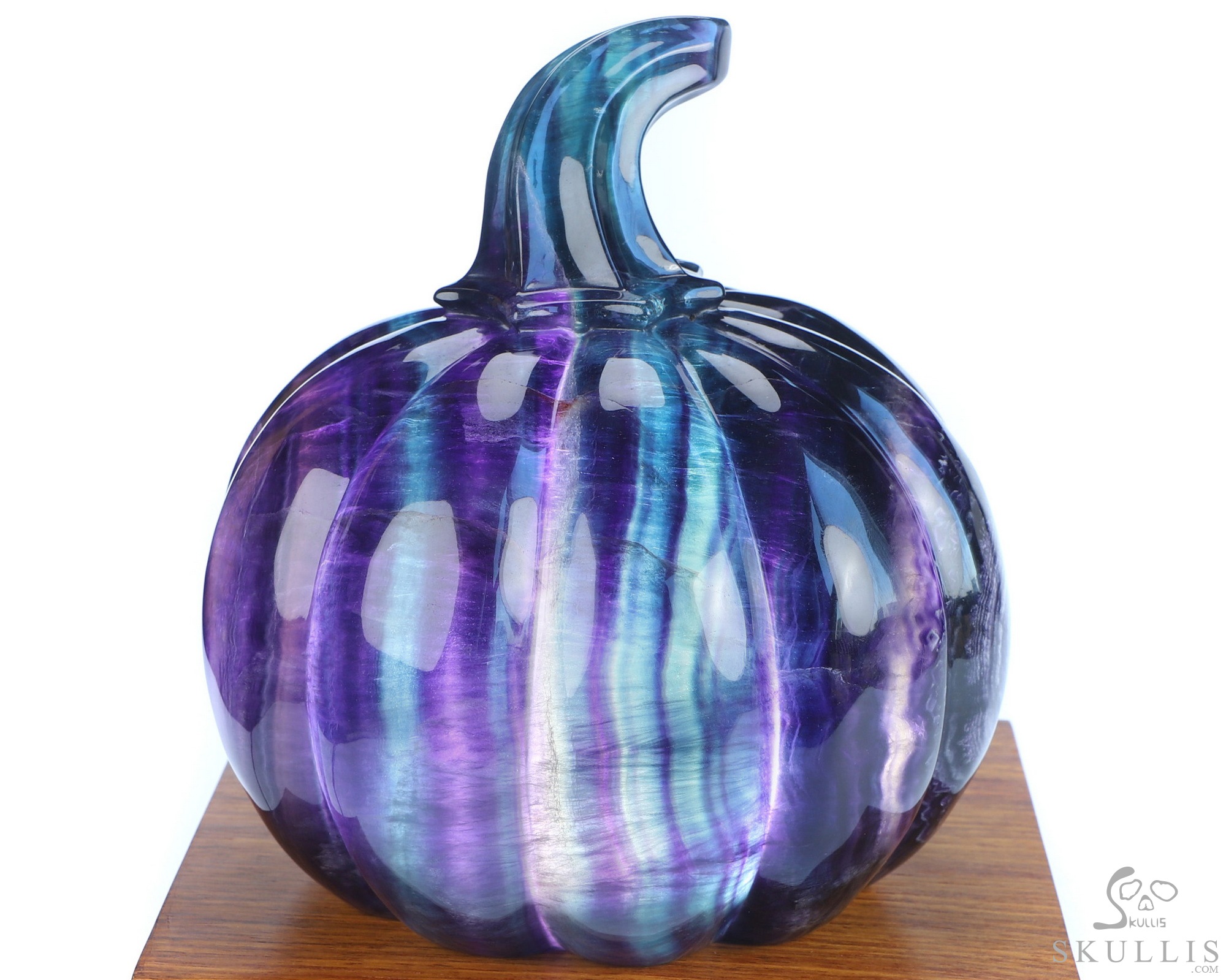 5.3" Fluorite Hand Carved Jack-O'-Lantern Pumpkin Hollow Crystal Skull Lamp/Light, Crystal Healing 5.3" Fluorite Hand Carved Jack-O'-Lantern Pumpkin Hollow Crystal Skull Lamp/Light, Crystal Healing