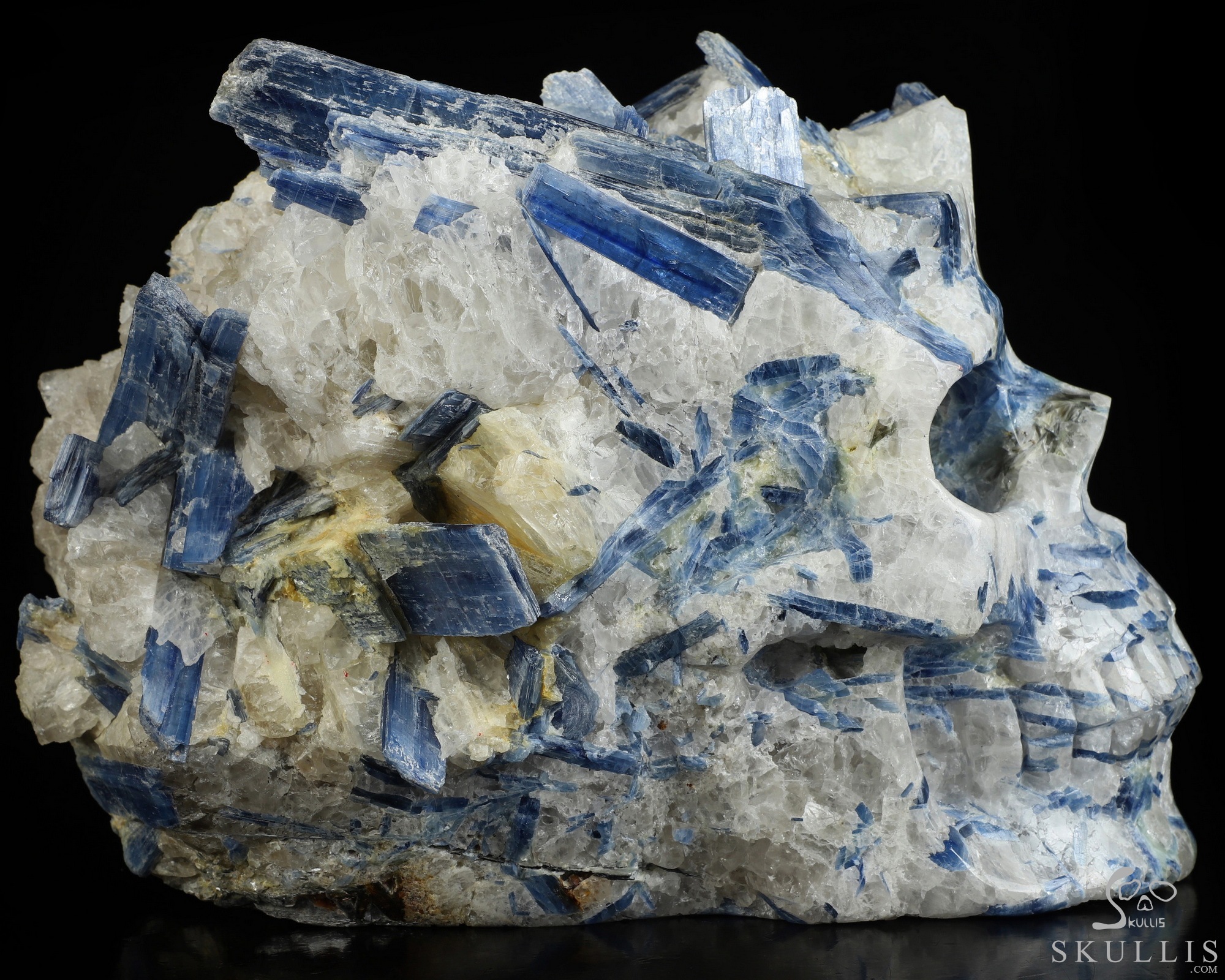 Gemstone 9.8" Kyanite Hand Carved Crystal Skull Fine Art Sculpture, Crystal Healing Gemstone 9.8" Kyanite Hand Carved Crystal Skull Fine Art Sculpture, Crystal Healing