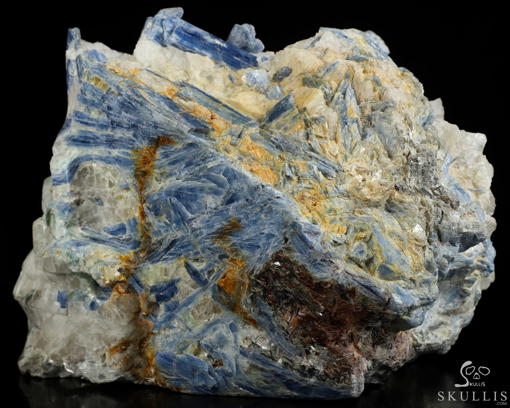 Gemstone 9.8" Kyanite Hand Carved Crystal Skull Fine Art Sculpture, Crystal Healing Gemstone 9.8" Kyanite Hand Carved Crystal Skull Fine Art Sculpture, Crystal Healing