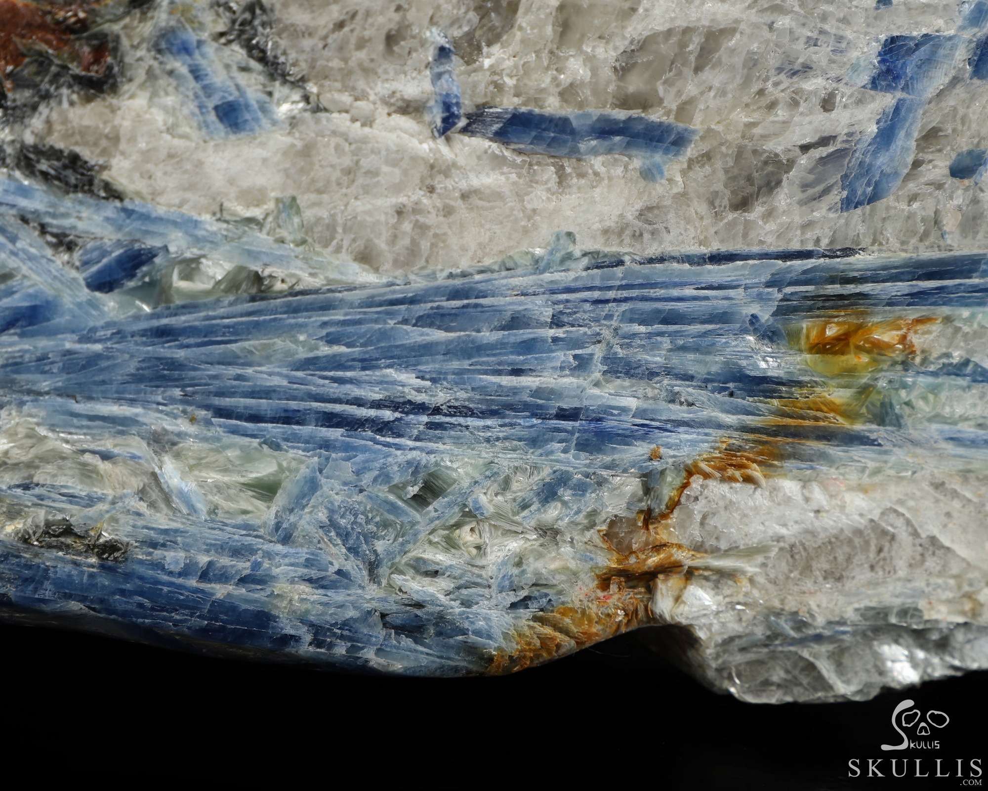 Gemstone 9.8" Kyanite Hand Carved Crystal Skull Fine Art Sculpture, Crystal Healing Gemstone 9.8" Kyanite Hand Carved Crystal Skull Fine Art Sculpture, Crystal Healing