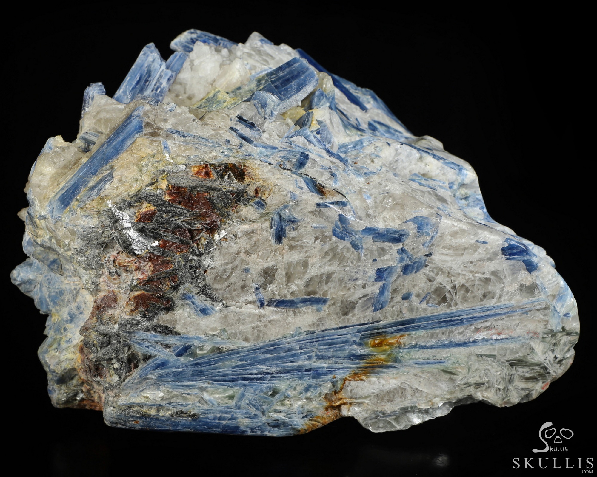 Gemstone 9.8" Kyanite Hand Carved Crystal Skull Fine Art Sculpture, Crystal Healing Gemstone 9.8" Kyanite Hand Carved Crystal Skull Fine Art Sculpture, Crystal Healing