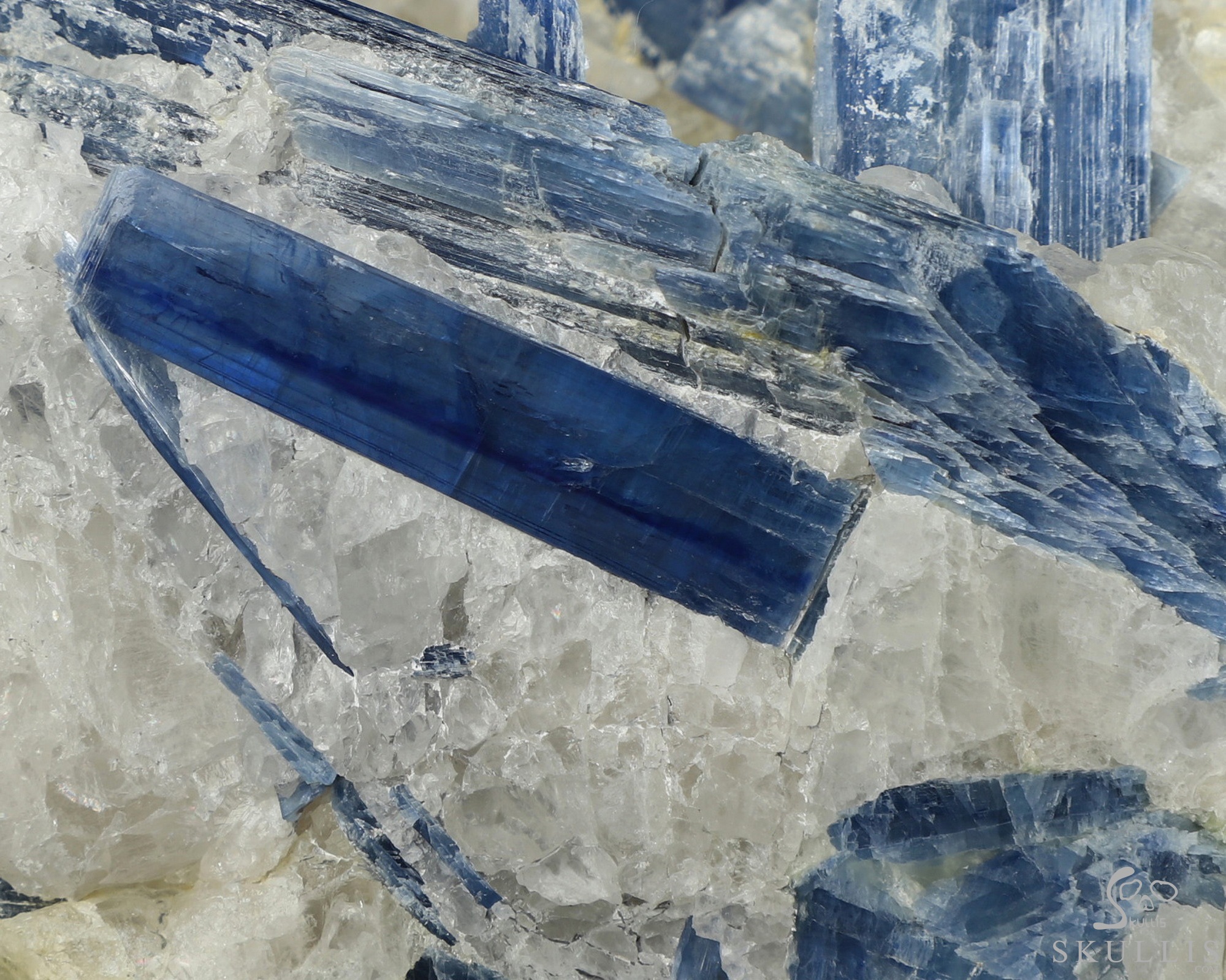 Gemstone 9.8" Kyanite Hand Carved Crystal Skull Fine Art Sculpture, Crystal Healing Gemstone 9.8" Kyanite Hand Carved Crystal Skull Fine Art Sculpture, Crystal Healing