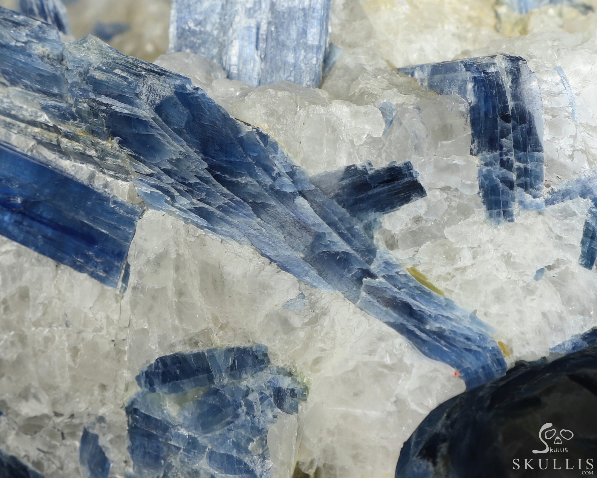 Gemstone 9.8" Kyanite Hand Carved Crystal Skull Fine Art Sculpture, Crystal Healing Gemstone 9.8" Kyanite Hand Carved Crystal Skull Fine Art Sculpture, Crystal Healing