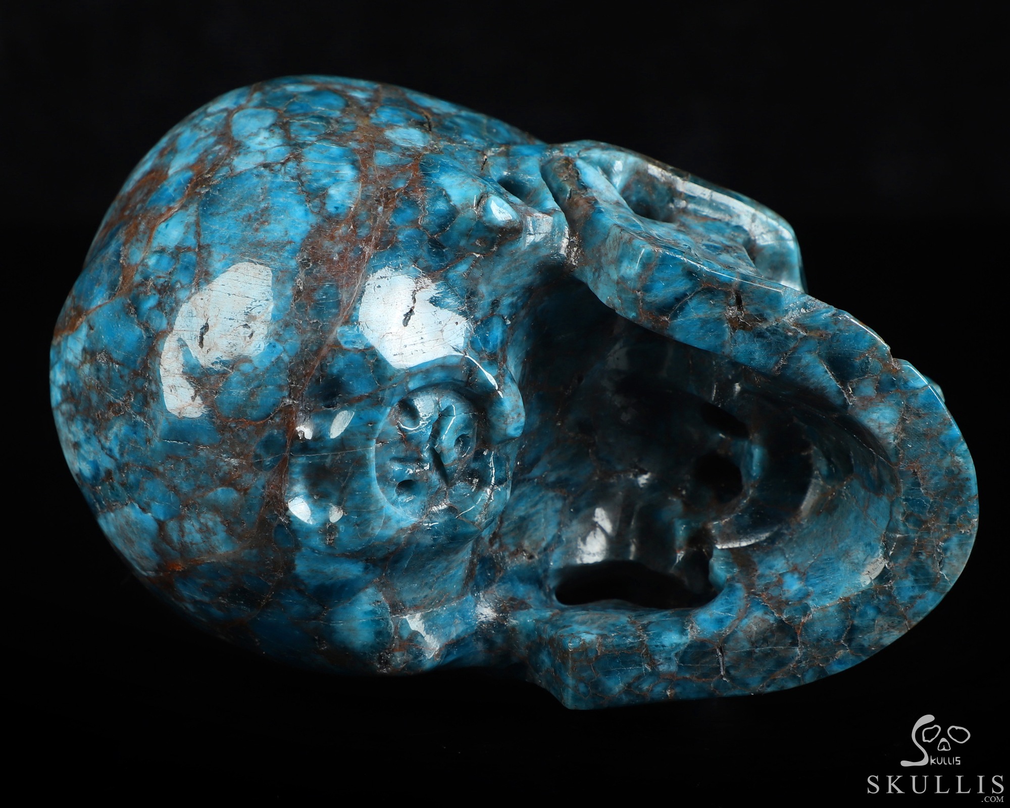 Lifesized 6.0" Blue Apatite Hand Carved Crystal Skull, Super Realistic, Crystal Healing Lifesized 6.0" Blue Apatite Hand Carved Crystal Skull, Super Realistic, Crystal Healing