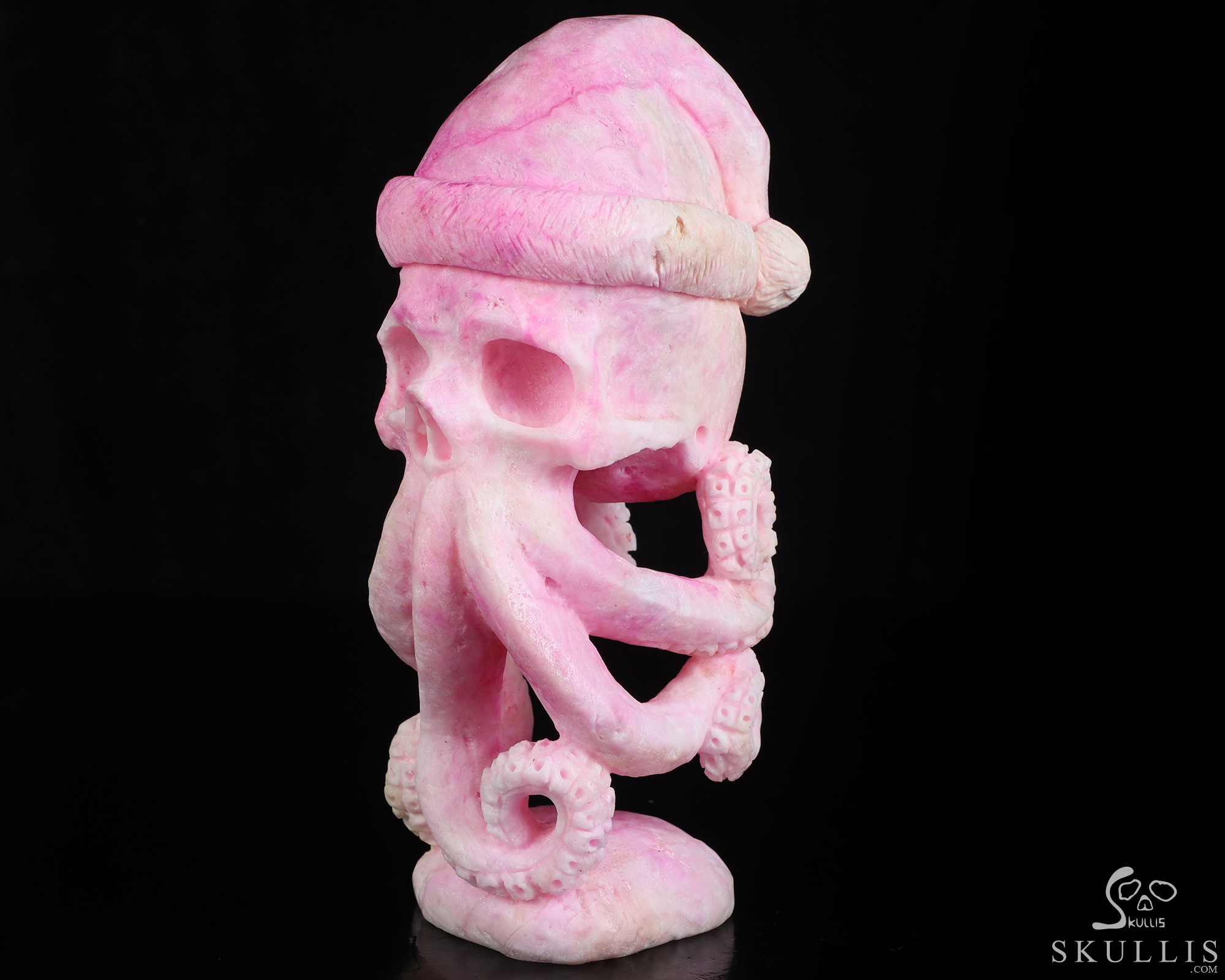 Merry Christmas! 8.0" Pink Aragonite Hand Carved Nautiloid Cthulhu Crystal Skull Sculpture, Crystal Healing Merry Christmas! 8.0" Pink Aragonite Hand Carved Nautiloid Cthulhu Crystal Skull Sculpture, Crystal Healing